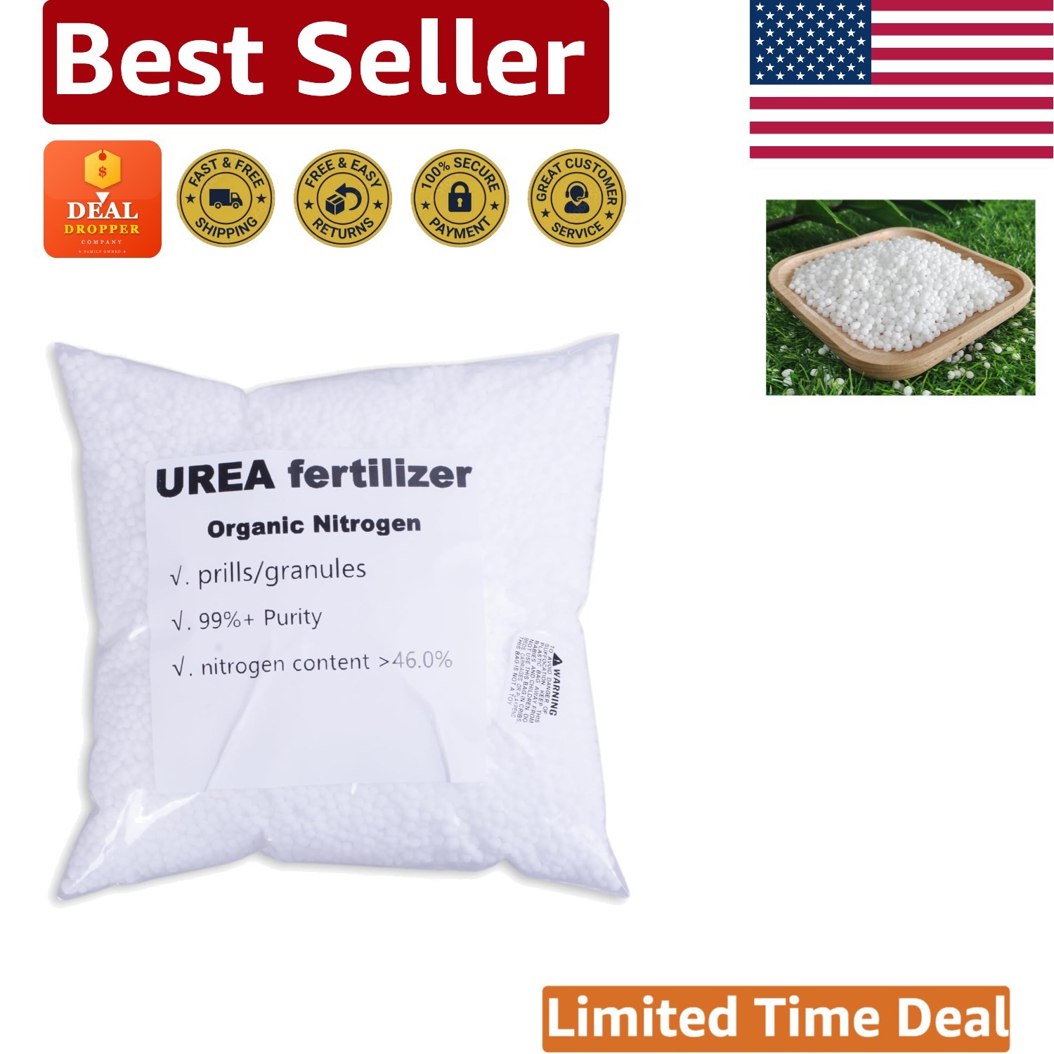 Urea Fertilizer 46.0% Nitrogen, 0.9 lbs – Plant Food for Vibrant Gardens