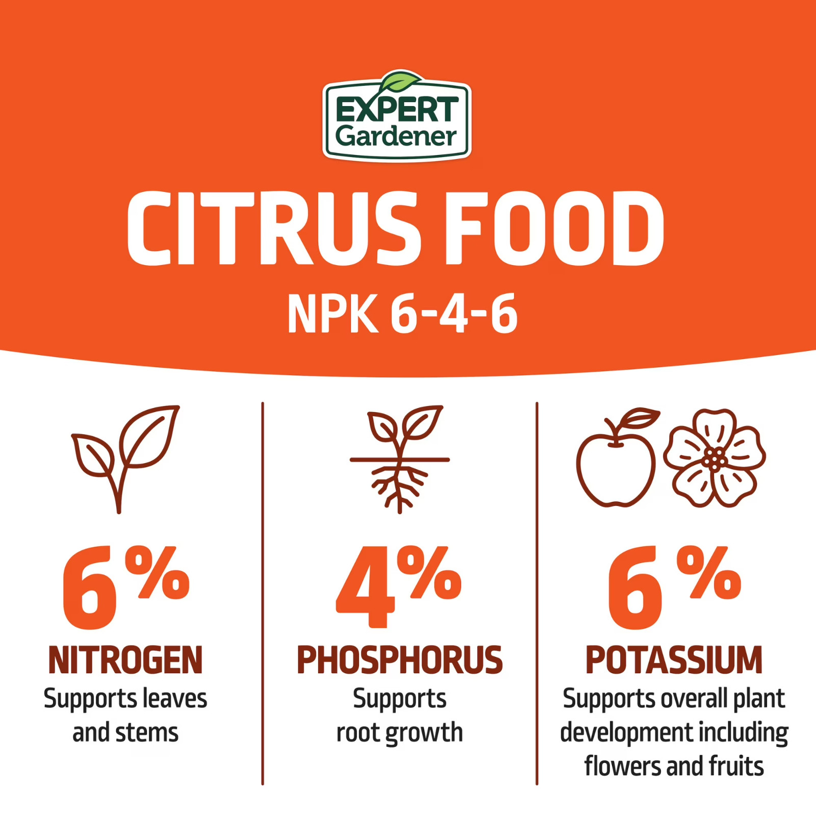 Citrus Fertilizer 6-4-6 Lemon Lime Orange Tree Plant Food 4/8Lb Expert Gardener