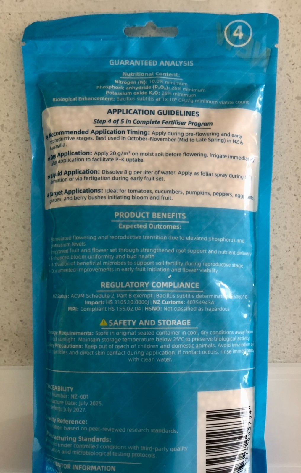 Fertiliser K0:0:60 + B. subtilis – Super Boosts Fruit Ripening & Sweetness 500g