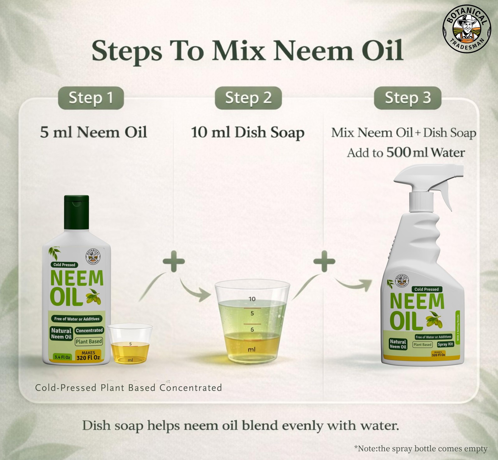 Botanical Tradesman Neem Oil Spray for Plants Makes 320 Fl Oz Pure Cold Press…