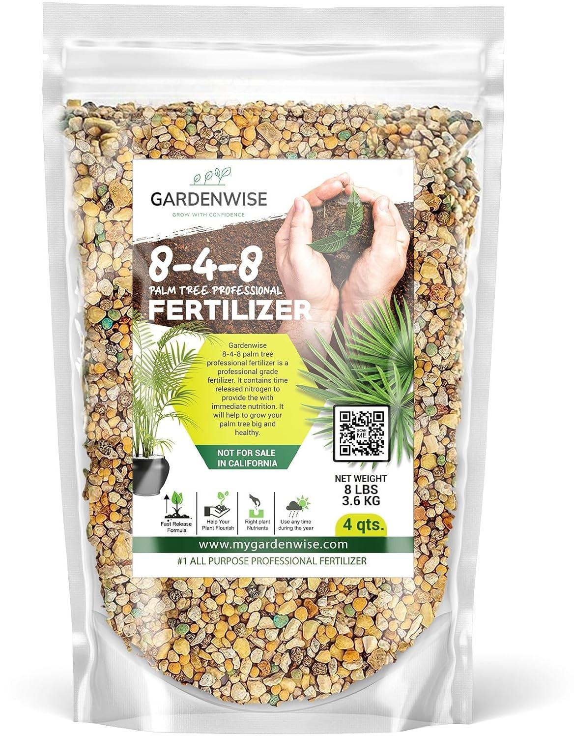 8-4-8 Professional Palm Tree Fertilizer Plant Food for Indoor Potted Plants and