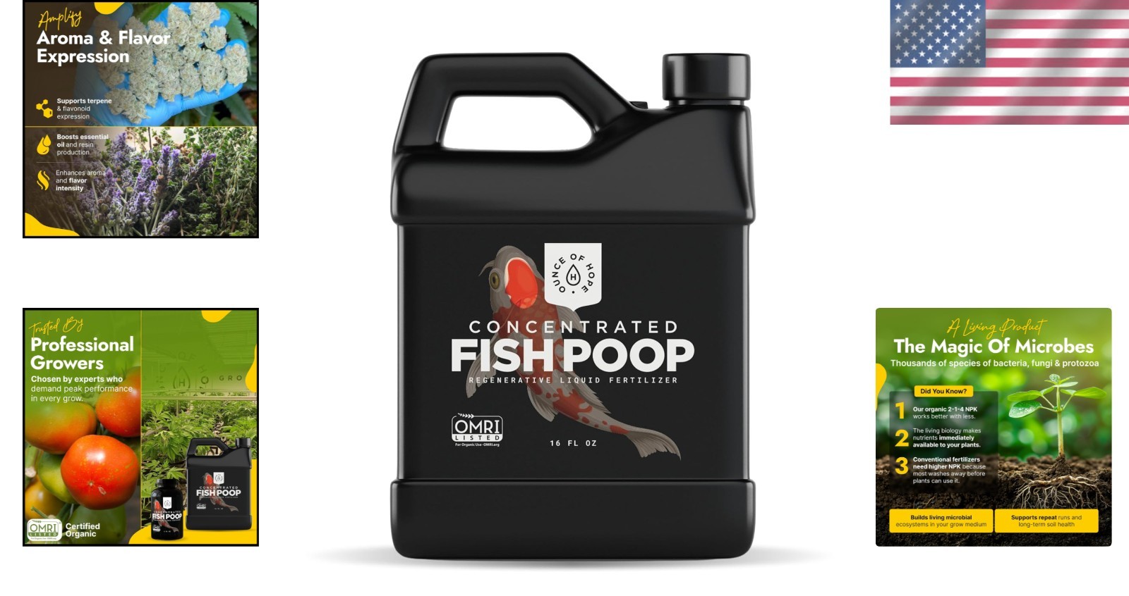 Natural Concentrated Fish Poop Fertilizer – OMRI Listed, 16 Oz for All Plants