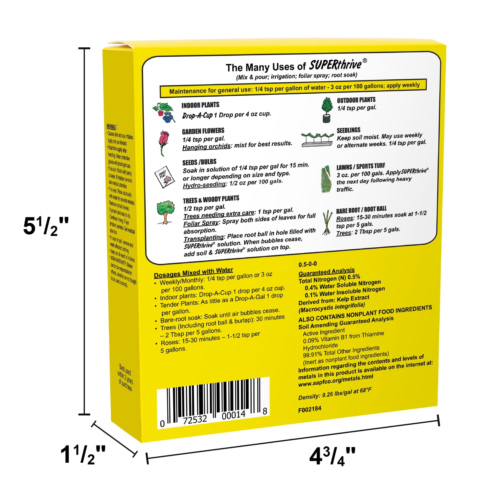 SUPERthrive Non Toxic Yellow Fertilizer 4 Ounces Kelp Based Transplant Aid