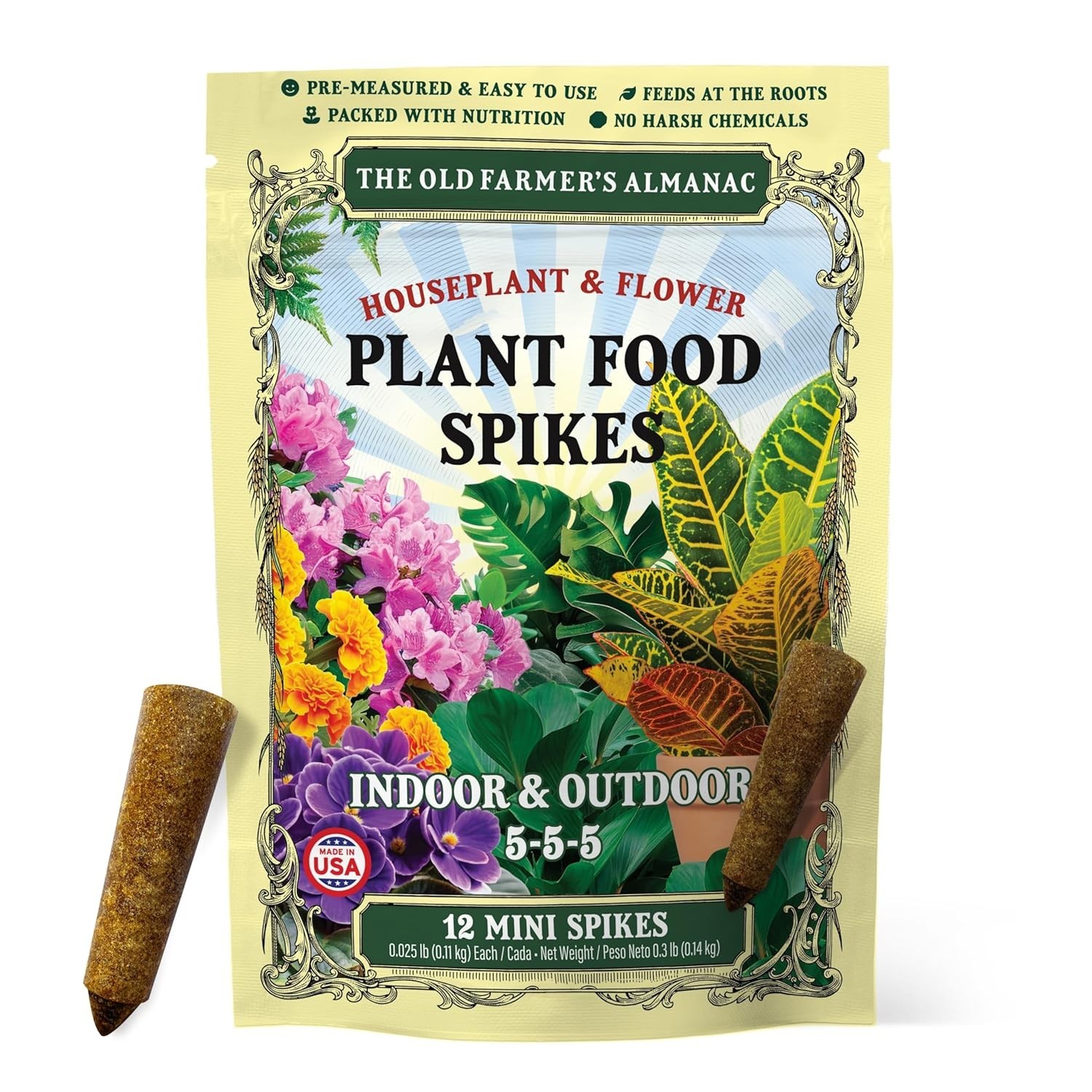 Indoor Plant Fertilizer Spikes 5-5-5 – 12 Pack