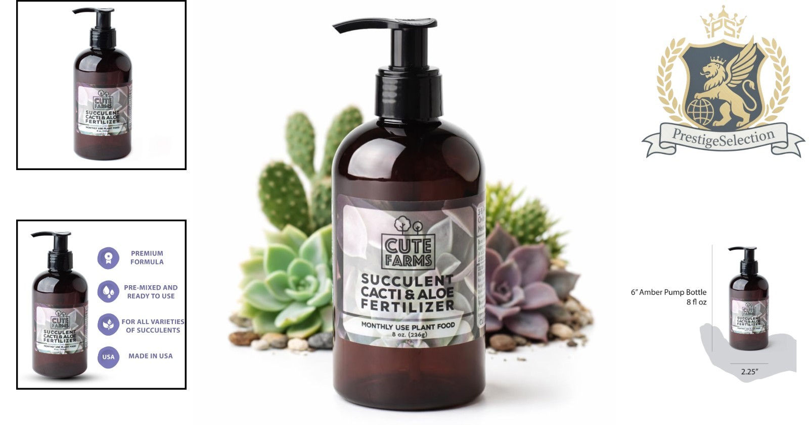 Monthly Succulent & Cacti Fertilizer – 8 oz with Pump for Effortless Feeding