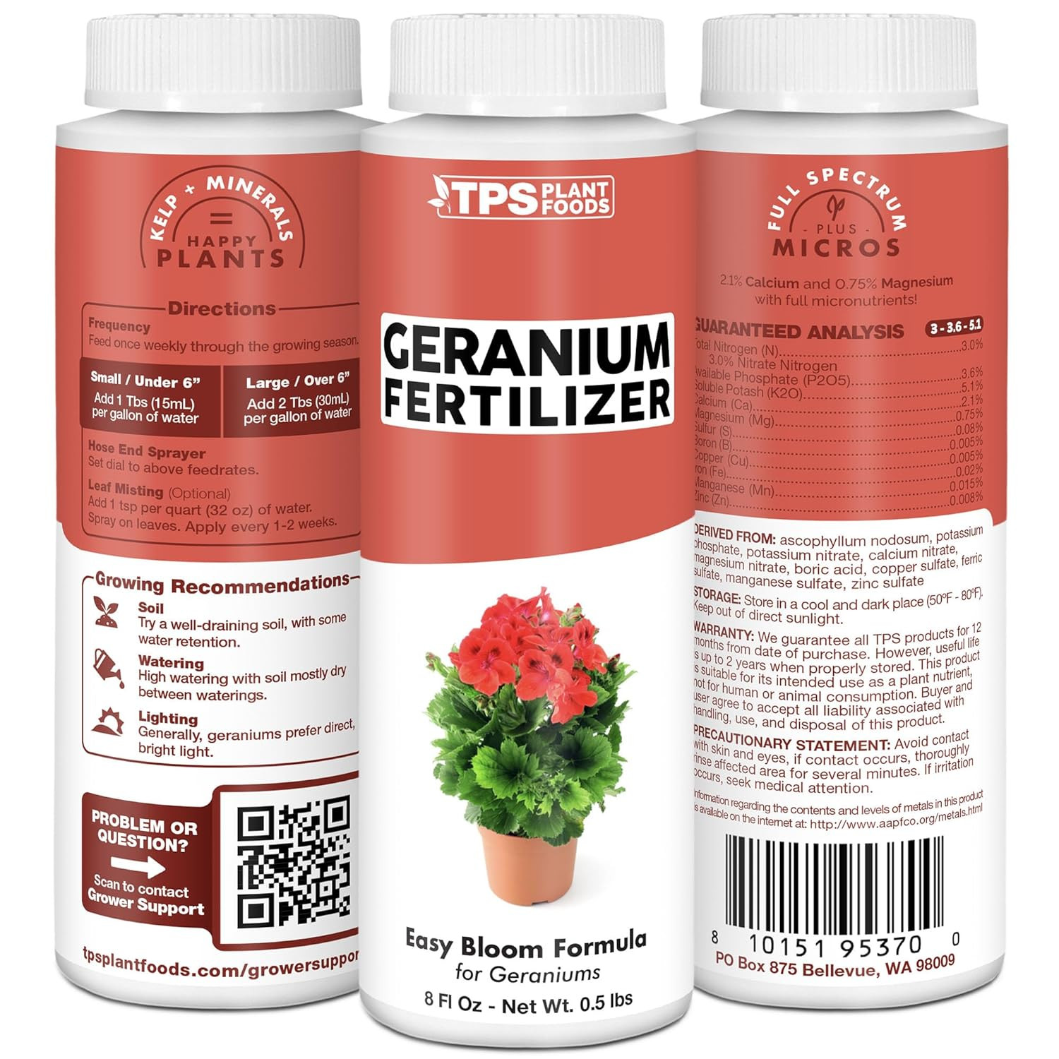 Geranium Fertilizer – Liquid Plant Food for Vibrant Blooms, Stronger Roots & Hea