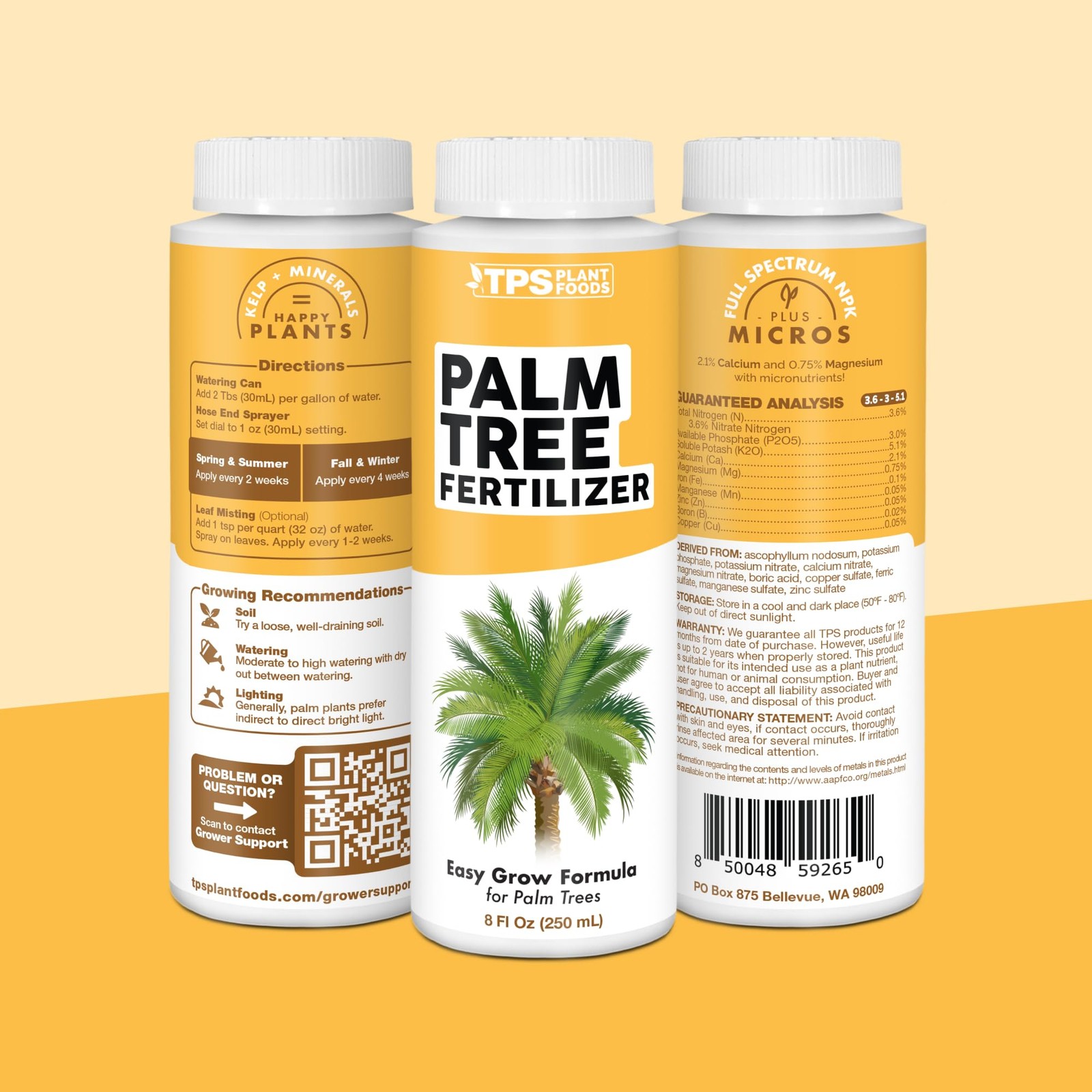 Palm Tree Fertilizer, Liquid Plant Food for Rich Green 8 oz (1/2 Pint)