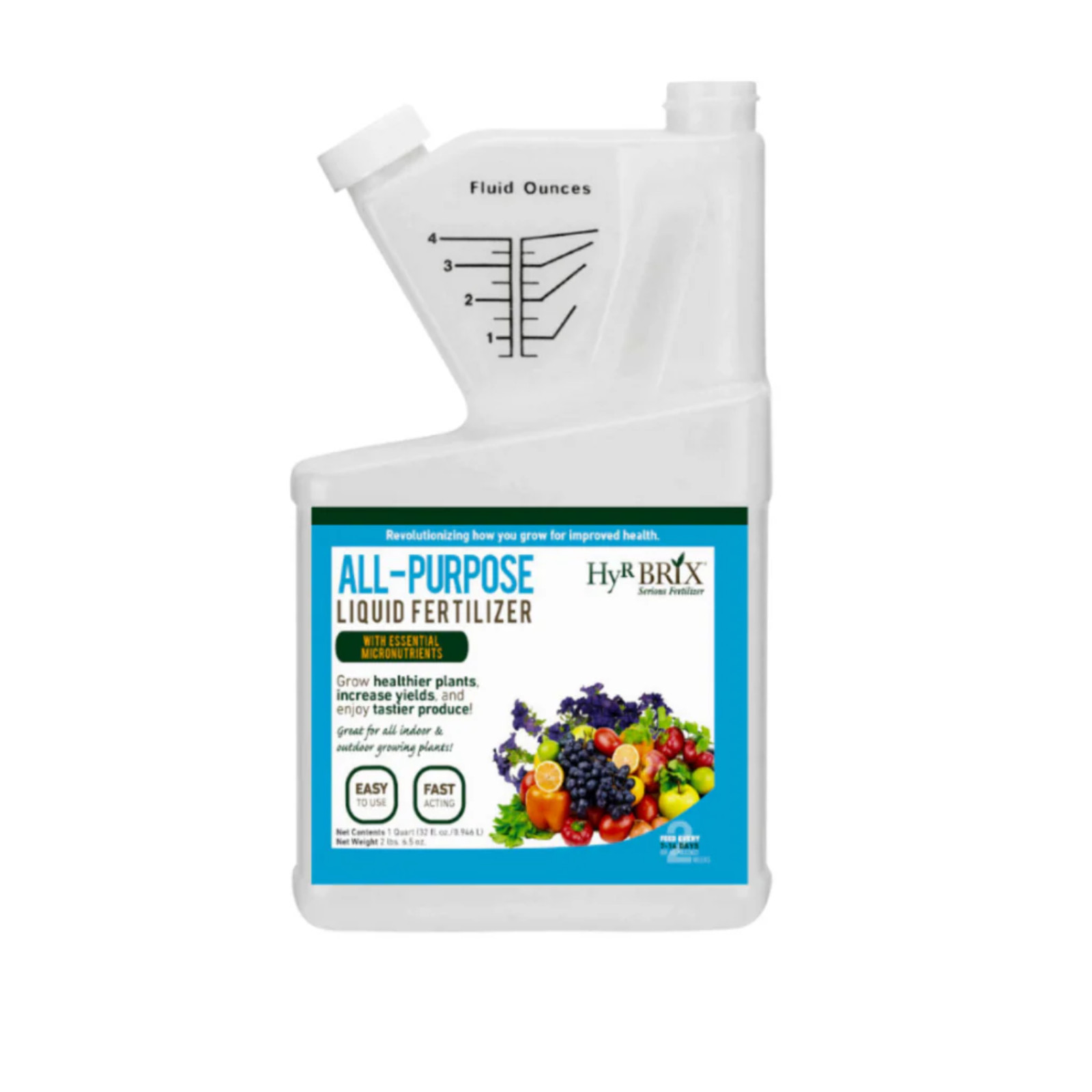 HyR BRIX 4-3-3 All Purpose Liquid Fertilizer 32oz Foliar Drench Drip Humic Acid