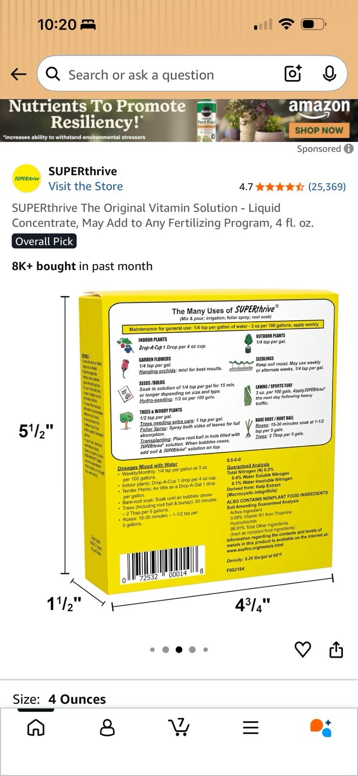 SuperThrive 4 oz Fertilizer Plant Food Garden Vitamin Supplement