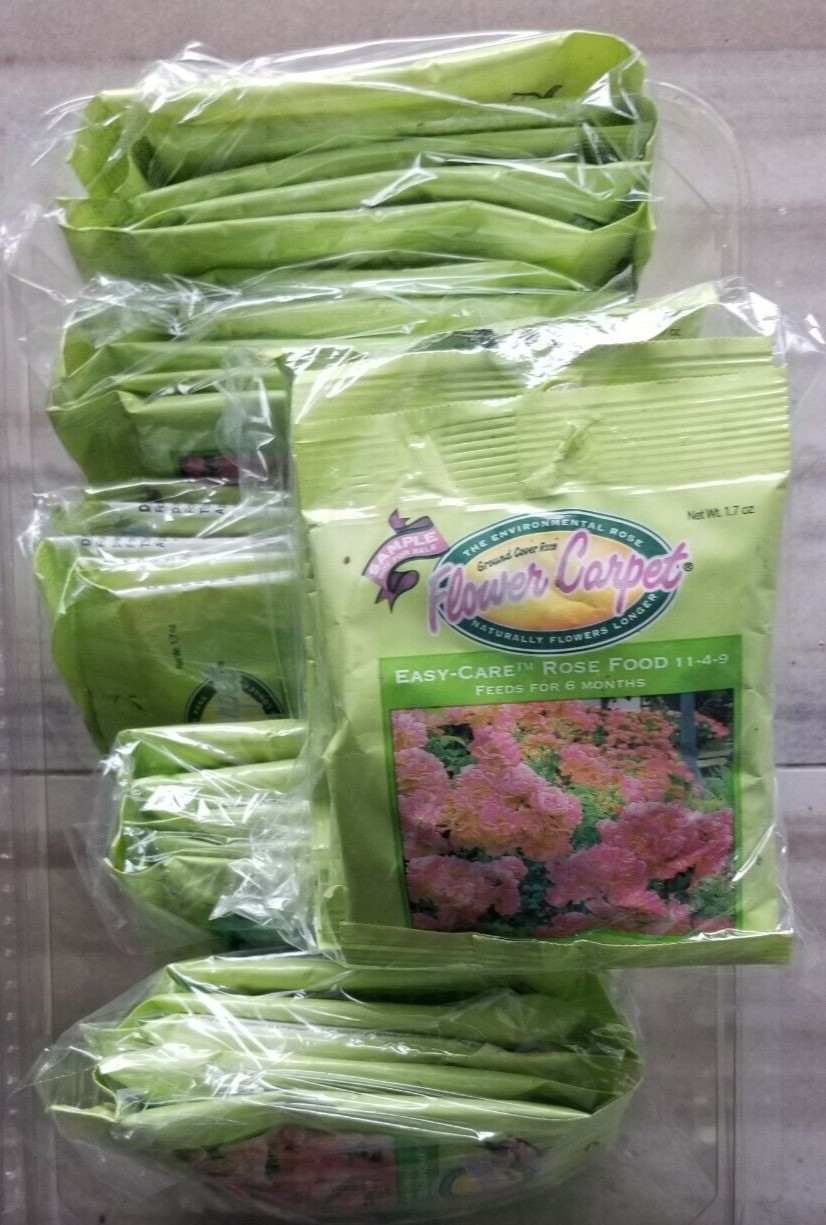 Carpet Rose Food 11 4 9 Samples 5 Bags ea. Easy Care Feeds 6 Months 1.7 ozs
