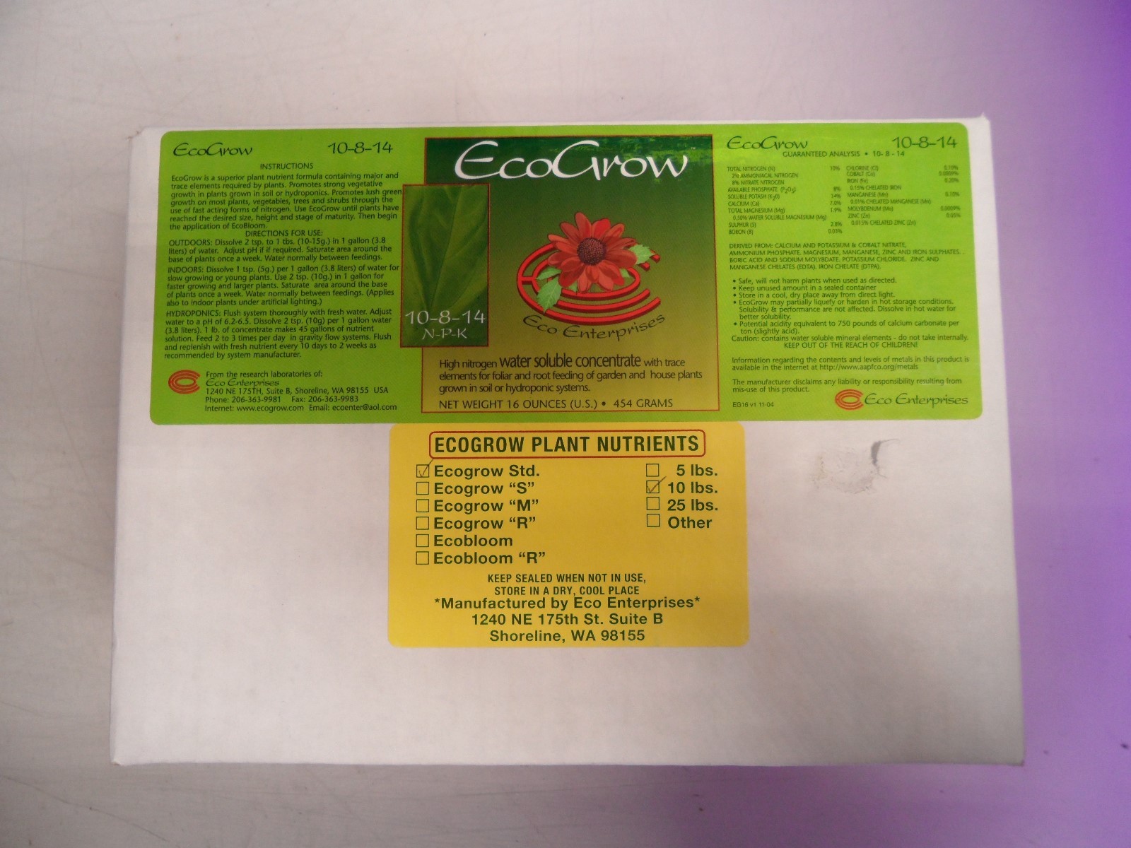 Eco Enterprises Grow or Bloom Nutrients