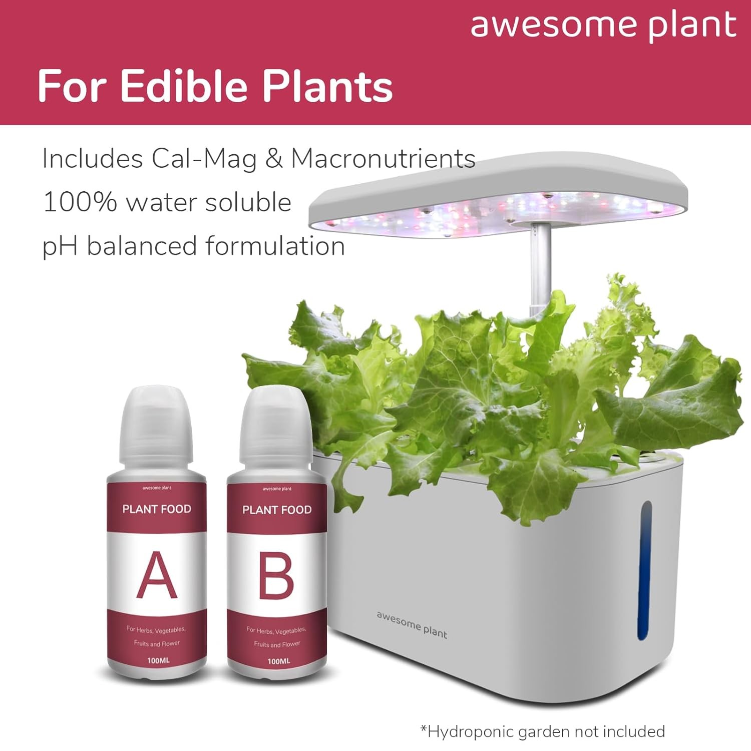 Hydroponic Plant Food A&B Set 600ml Nutrients for Faster Growth Indoor Gardens