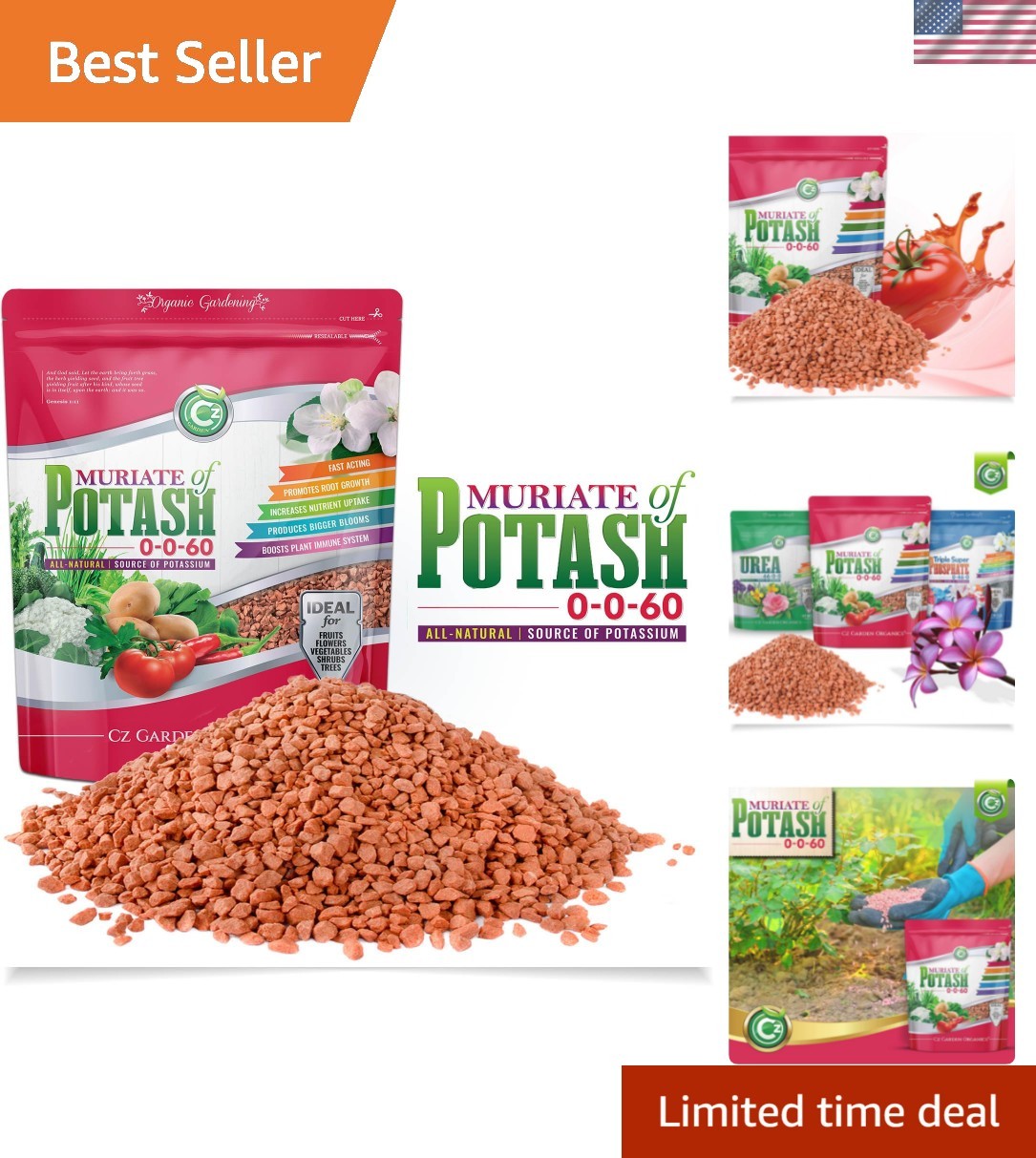 5lb Resealable Muriate of Potash 0-0-60: Boost Flower & Veggie Yields Naturally