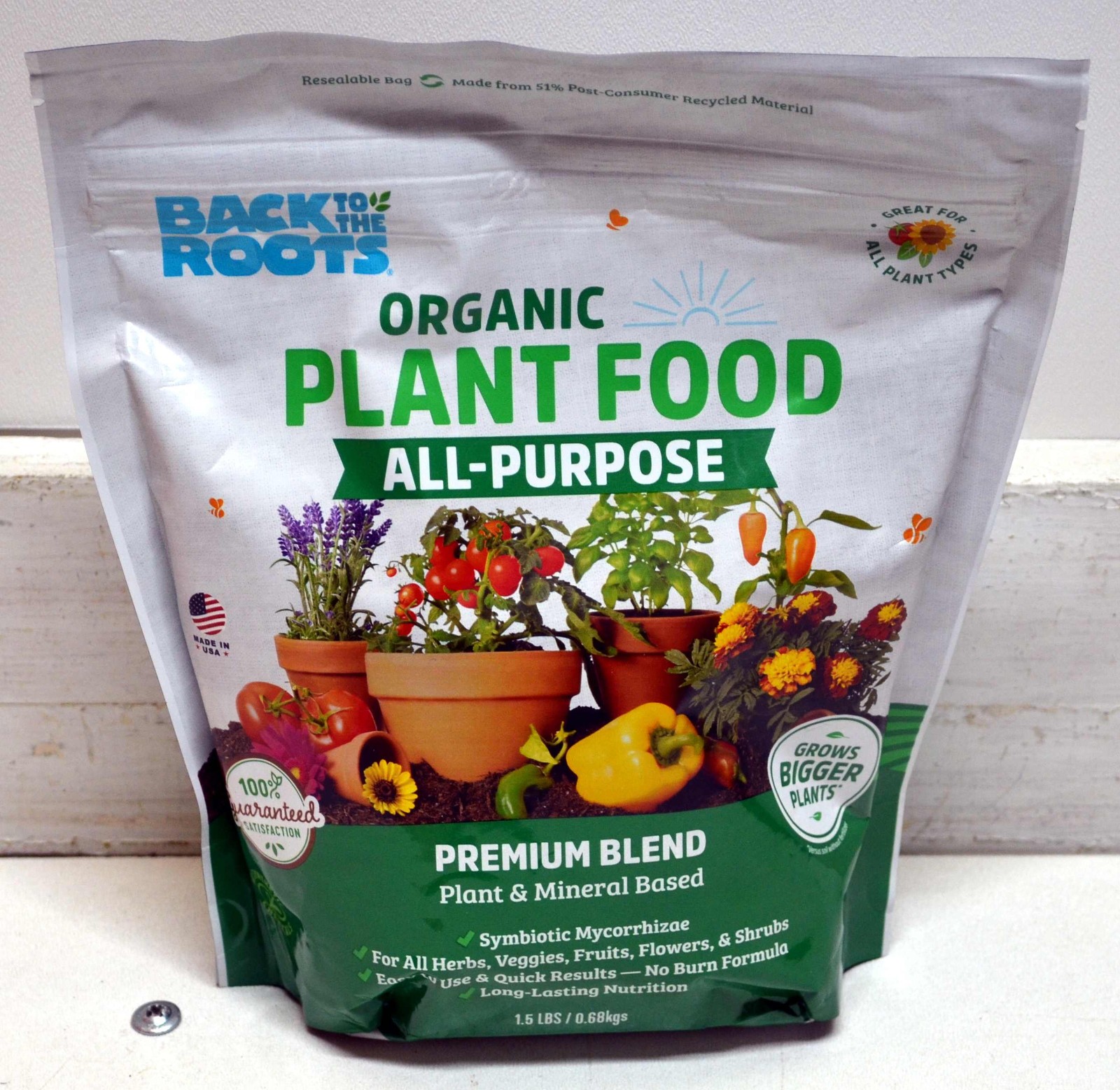 New Back To The Roots Organic Plant Food All-Purpose Premium Blend 1.5 lbs.