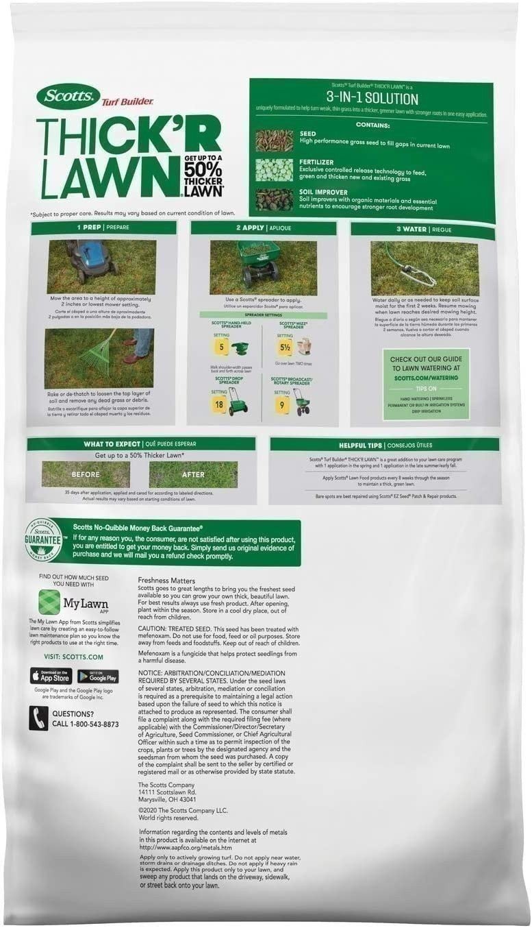Scotts Turf Builder Thick’R Lawn Sun and Shade, 3-in-1 Solution for Thin Lawns