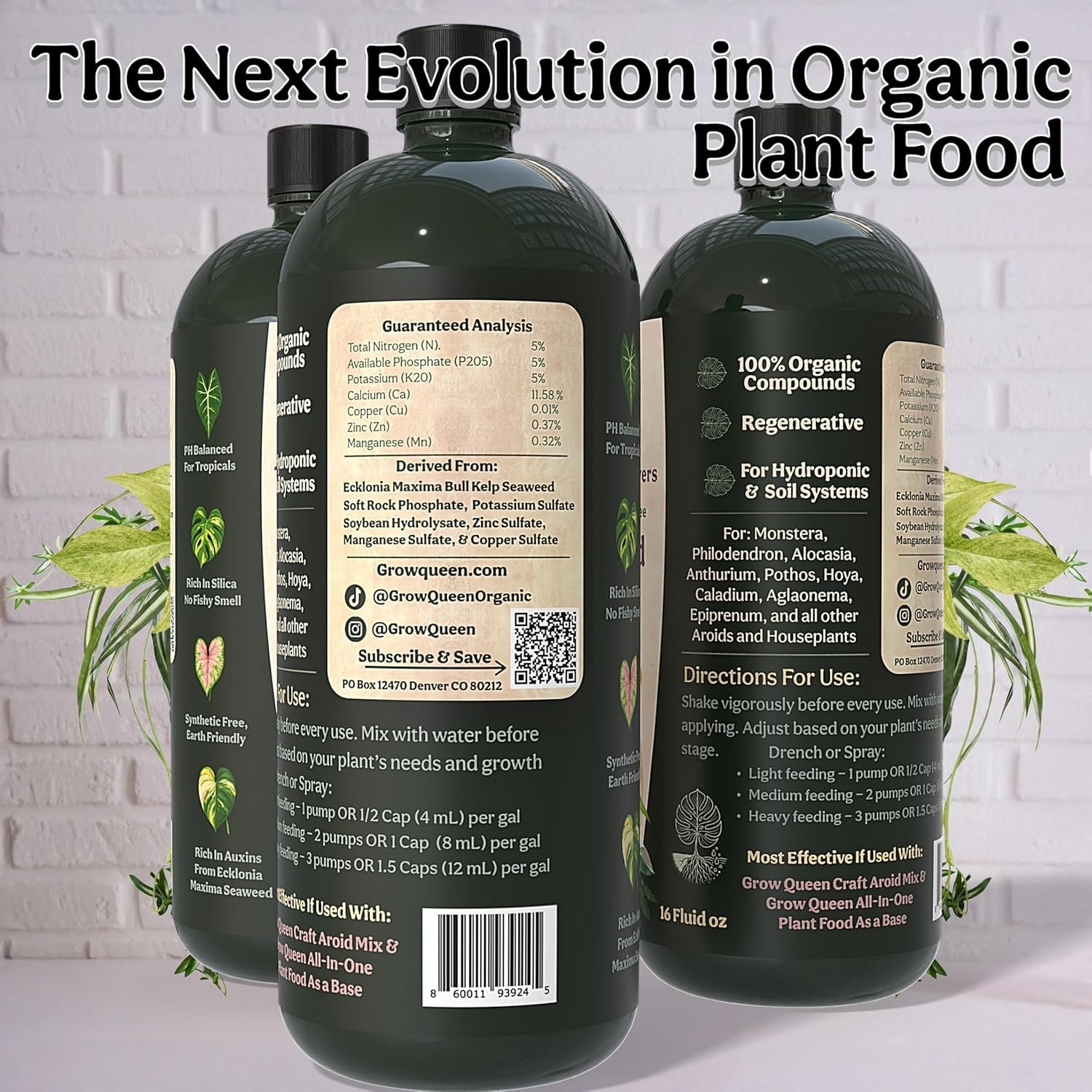 Eco-Friendly 5-5-5 Organic Liquid Plant Food with Sea Kelp | 12oz Maximum Growth