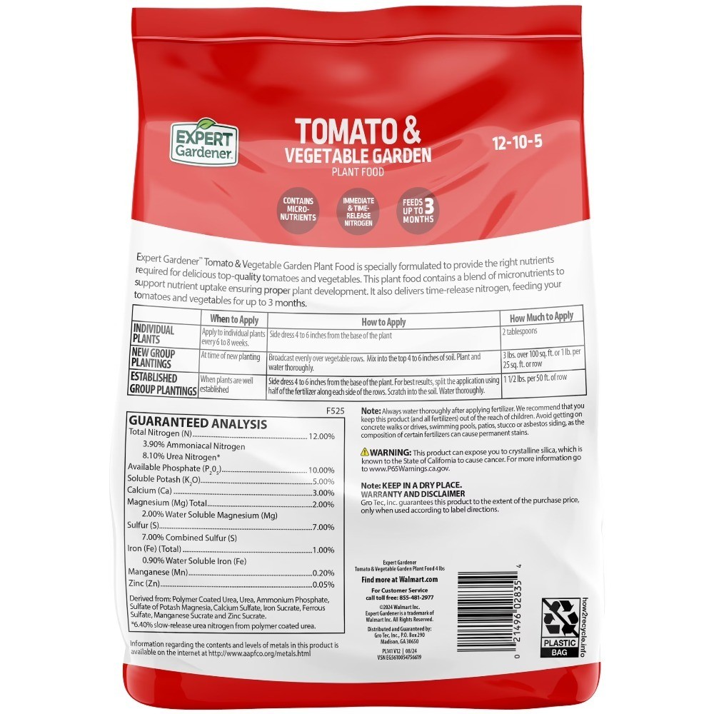 Tomato & Vegetable Garden Plant Food Fertilizer, 12-10-5 Fertilizer, 4 lb.
