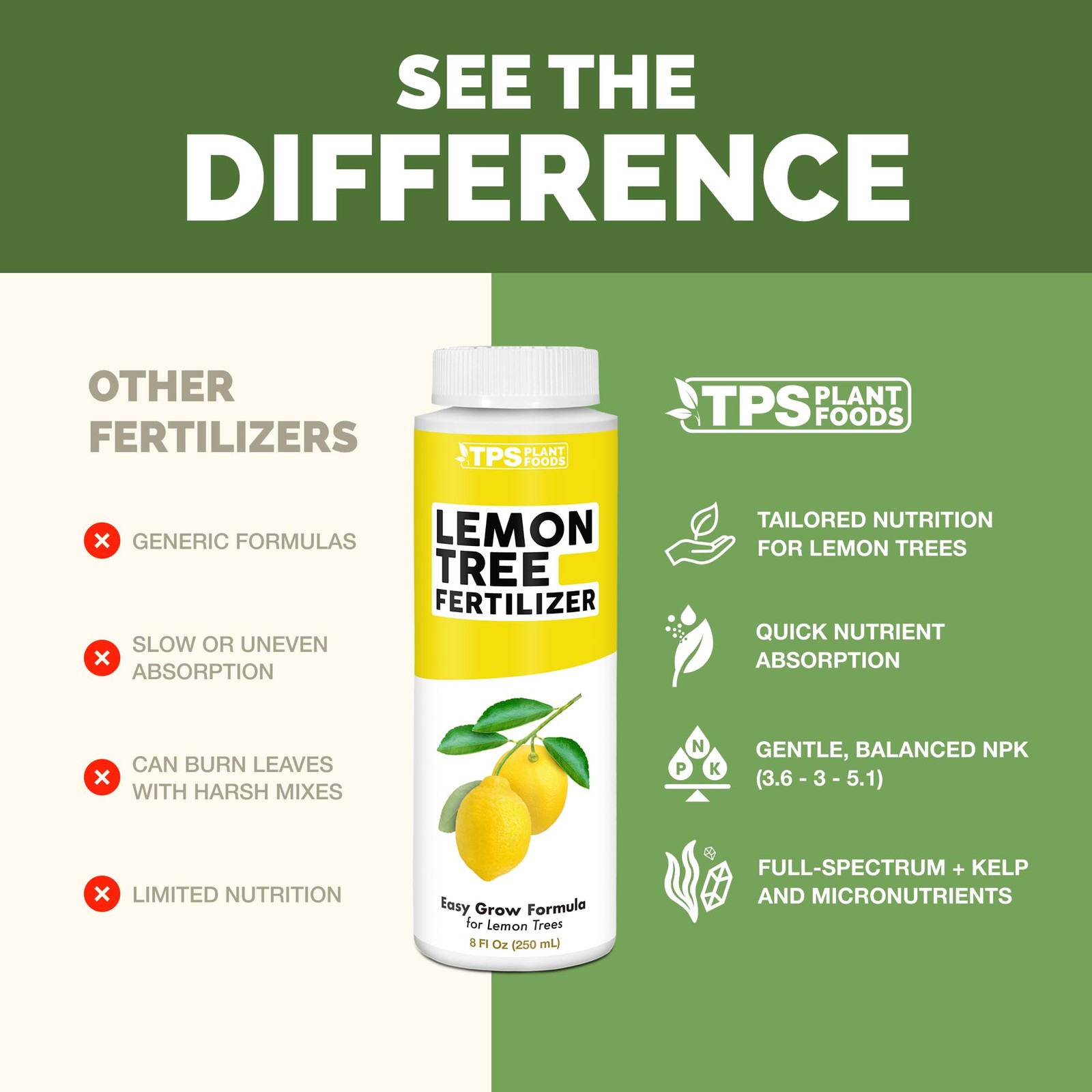 Lemon Tree Fertilizer – Liquid Plant Food for More Fruit, 8 oz (1/2 Pint)