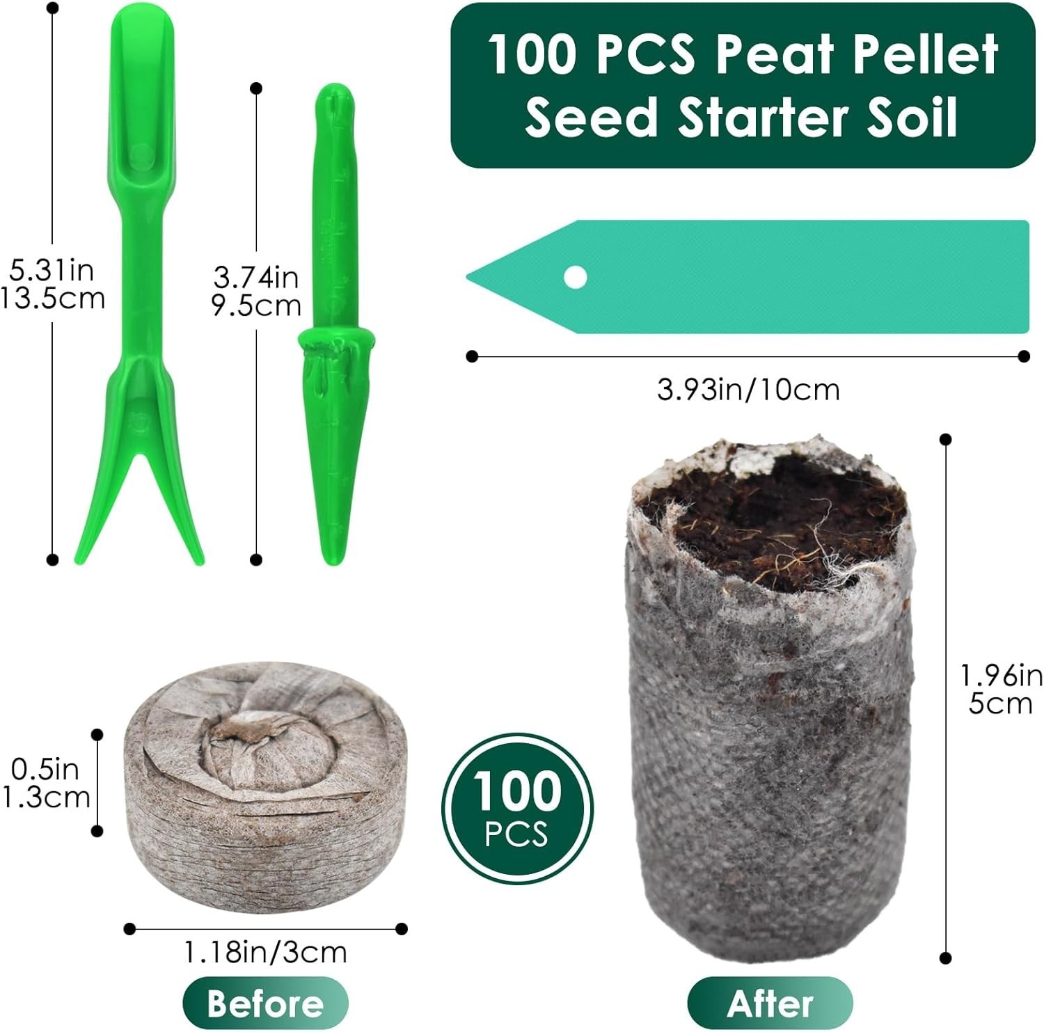 100 Pcs 30Mm Peat Pellets Seed Starter Soil Pods Plugs for Vegetable Seedling