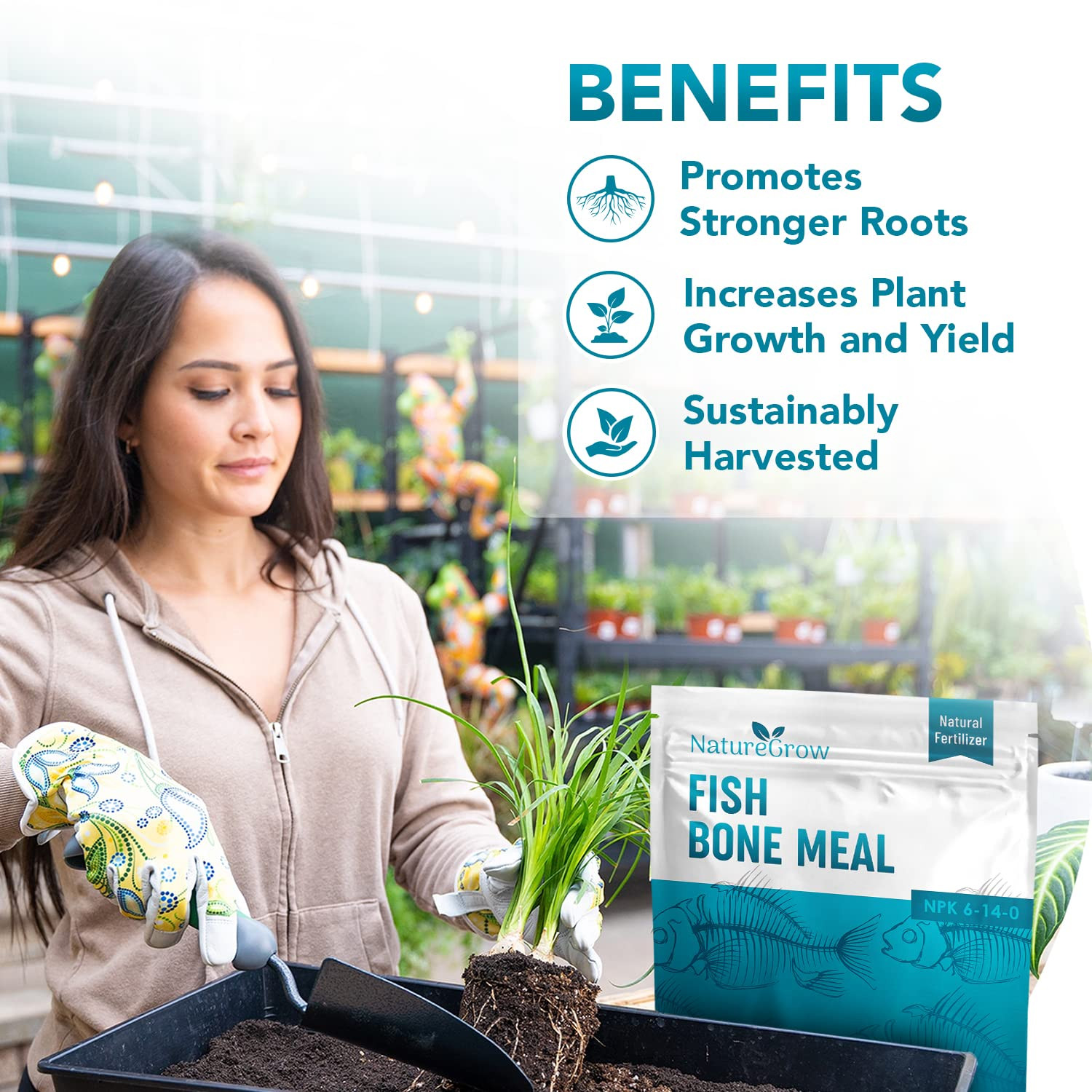 Fish Bone Meal Fertilizer-6-14-0 Natural Plant Food Source of Nitrogen and Phosp