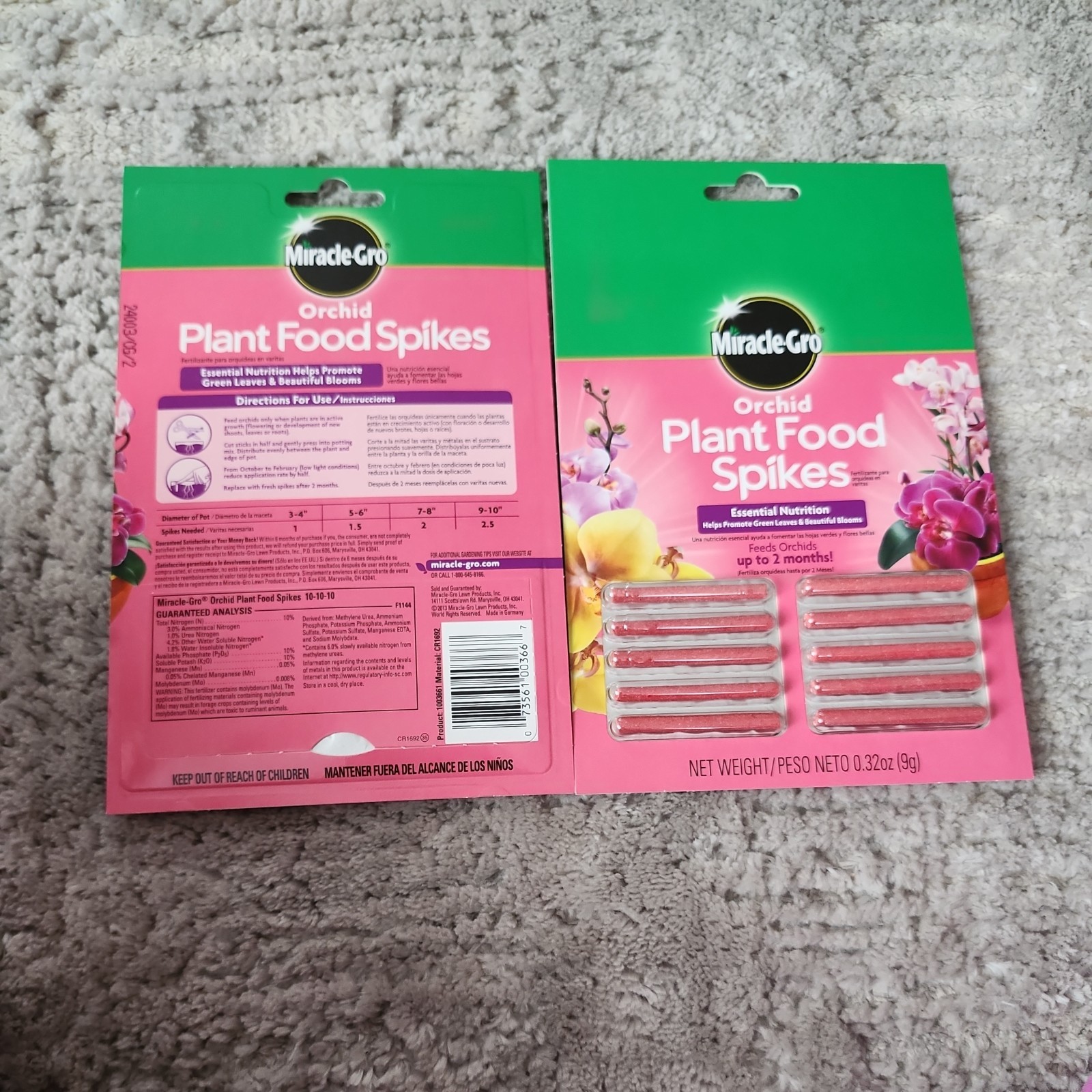 Miracle Gro 1003661 10 Count 10-10-10 Orchid Plant Food Fertilizer Spikes 5 Pack