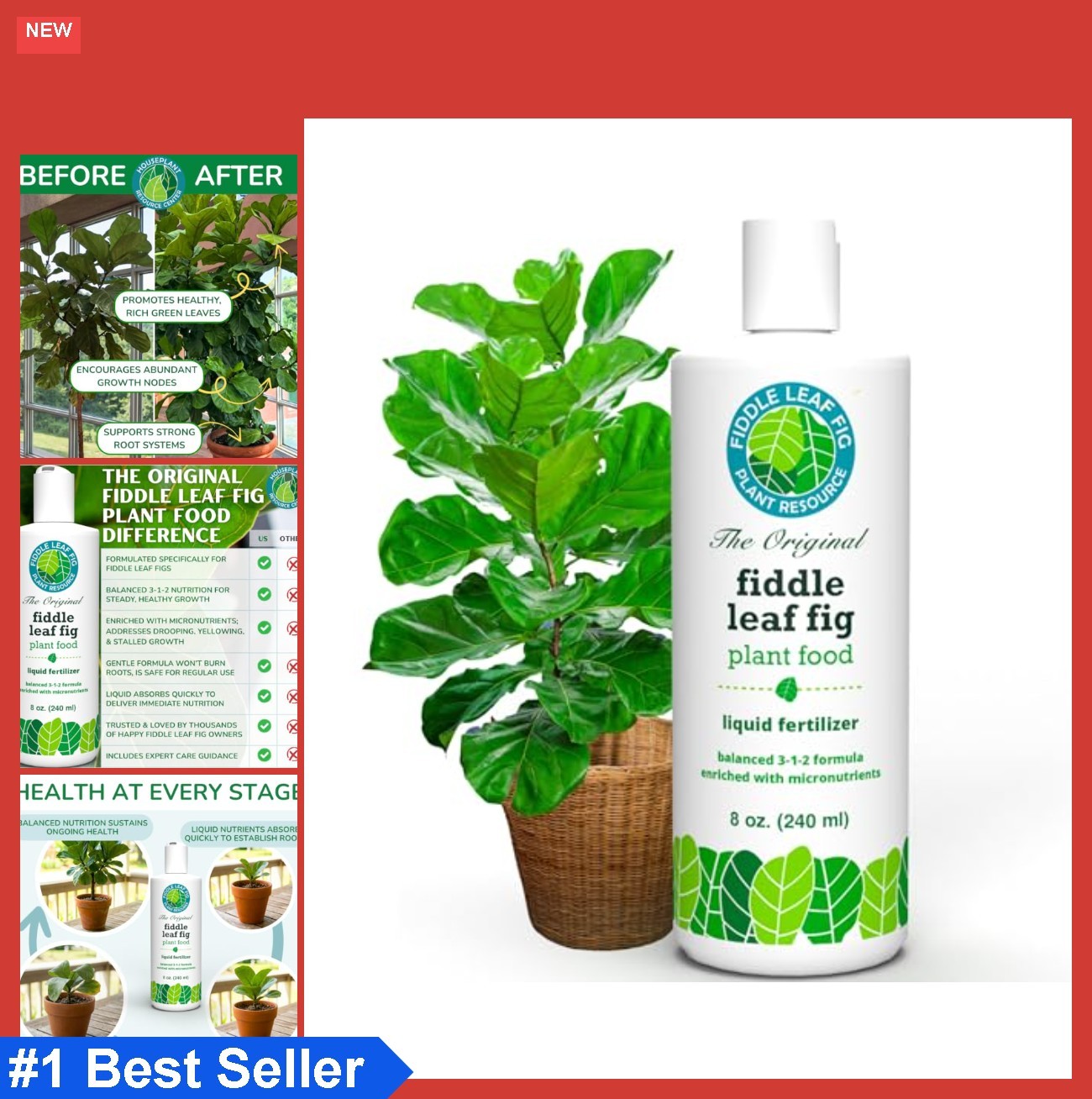 Liquid Fertilizer 8 oz 3-1-2 NPK for Ficus Lyrata Audrey Plant Food Nourishment
