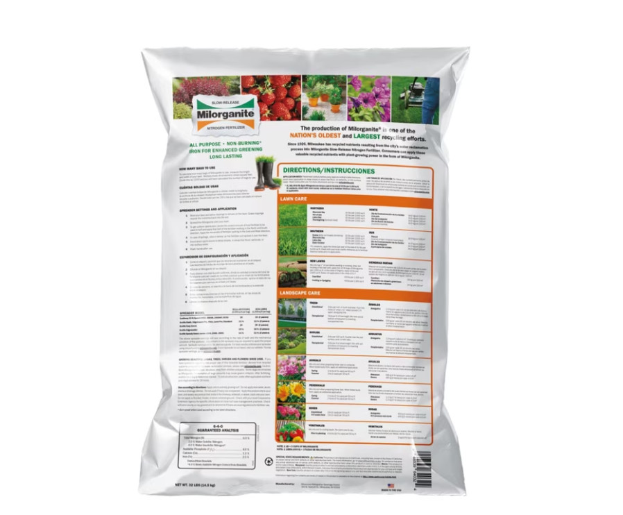 (2 pack) Milorganite Long Lasting All Purpose Lawn Food, 6-4-0 Fertilizer, 32 lb