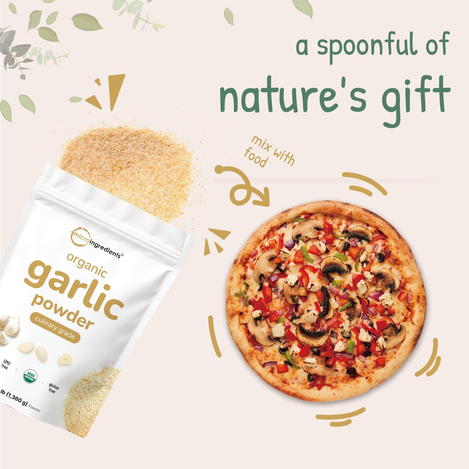 Organic Garlic Powder 3lb – Premium Raw Allium Sativum, Bold Flavor, Additive-Fr