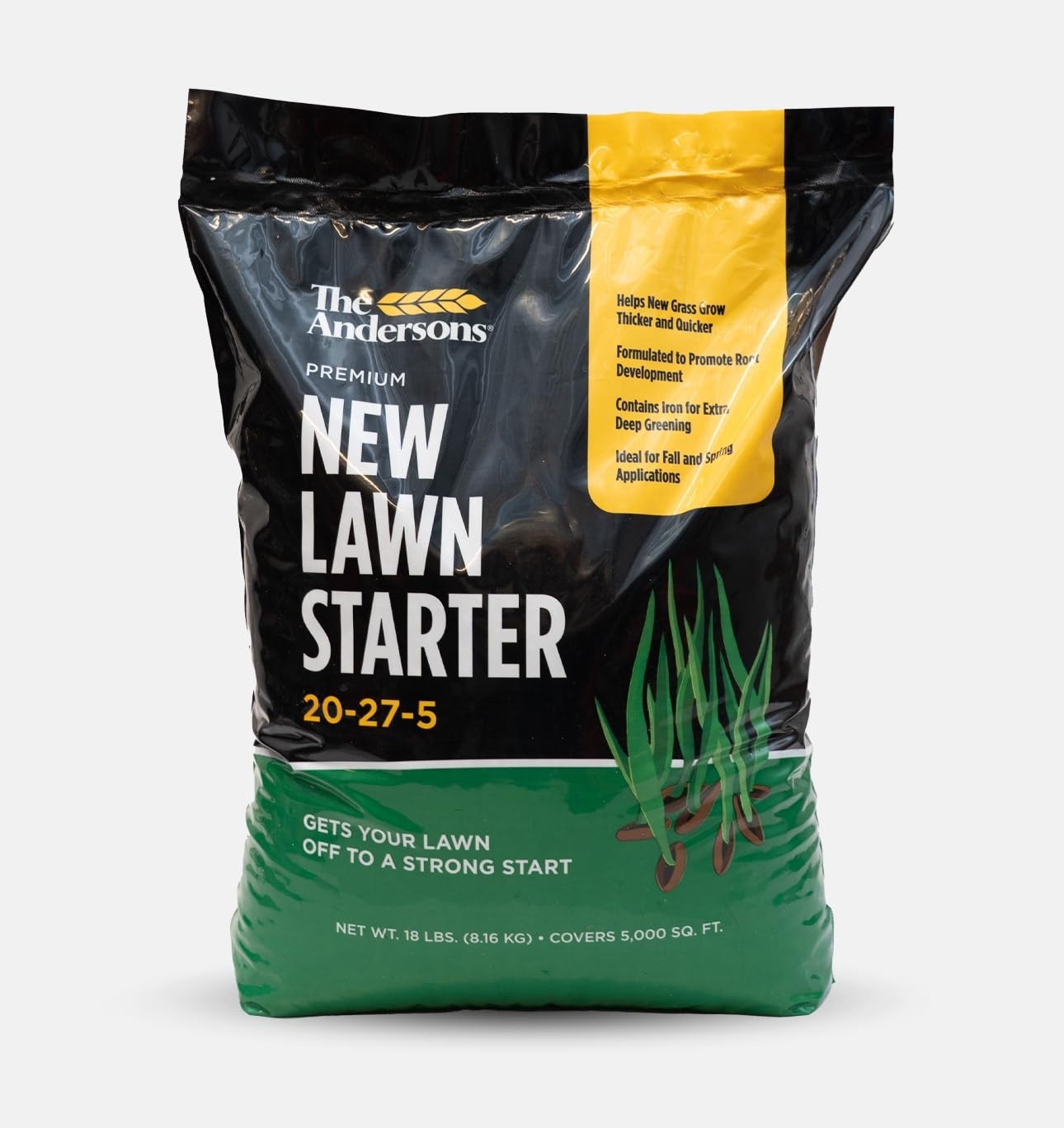 Premium Lawn Starter Fertilizer 20-27-5 – Covers 5,000 sq ft (18 lb) – Fast Gree