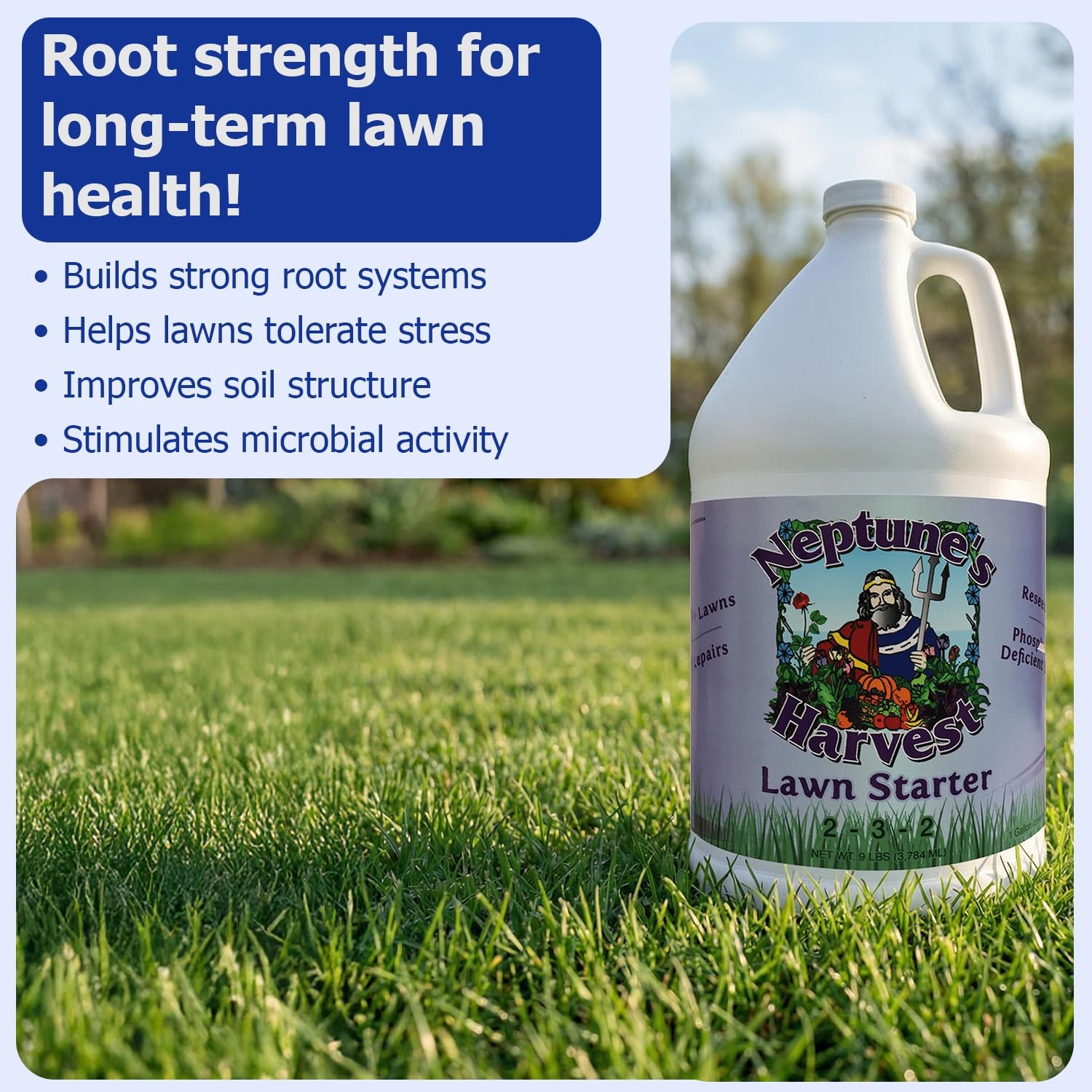 Neptune’s Harvest Lawn Starter Fertilizer (2-3-2), 1 Gallon – Liquid Lawn Fer…