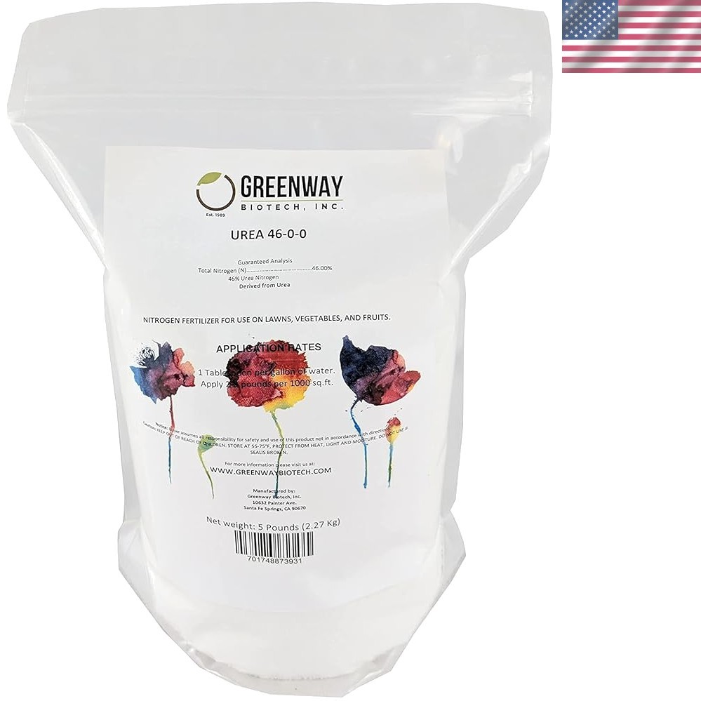 99.9% Pure Urea Fertilizer – 100% Water Soluble Plant Food for All Crops – 5lbs