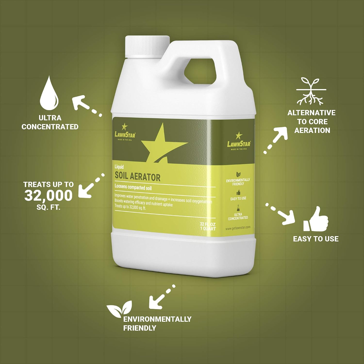 Liquid Lawn Aerator (32 fl oz) – Loosens & Conditions Compacted Soil – Alternati