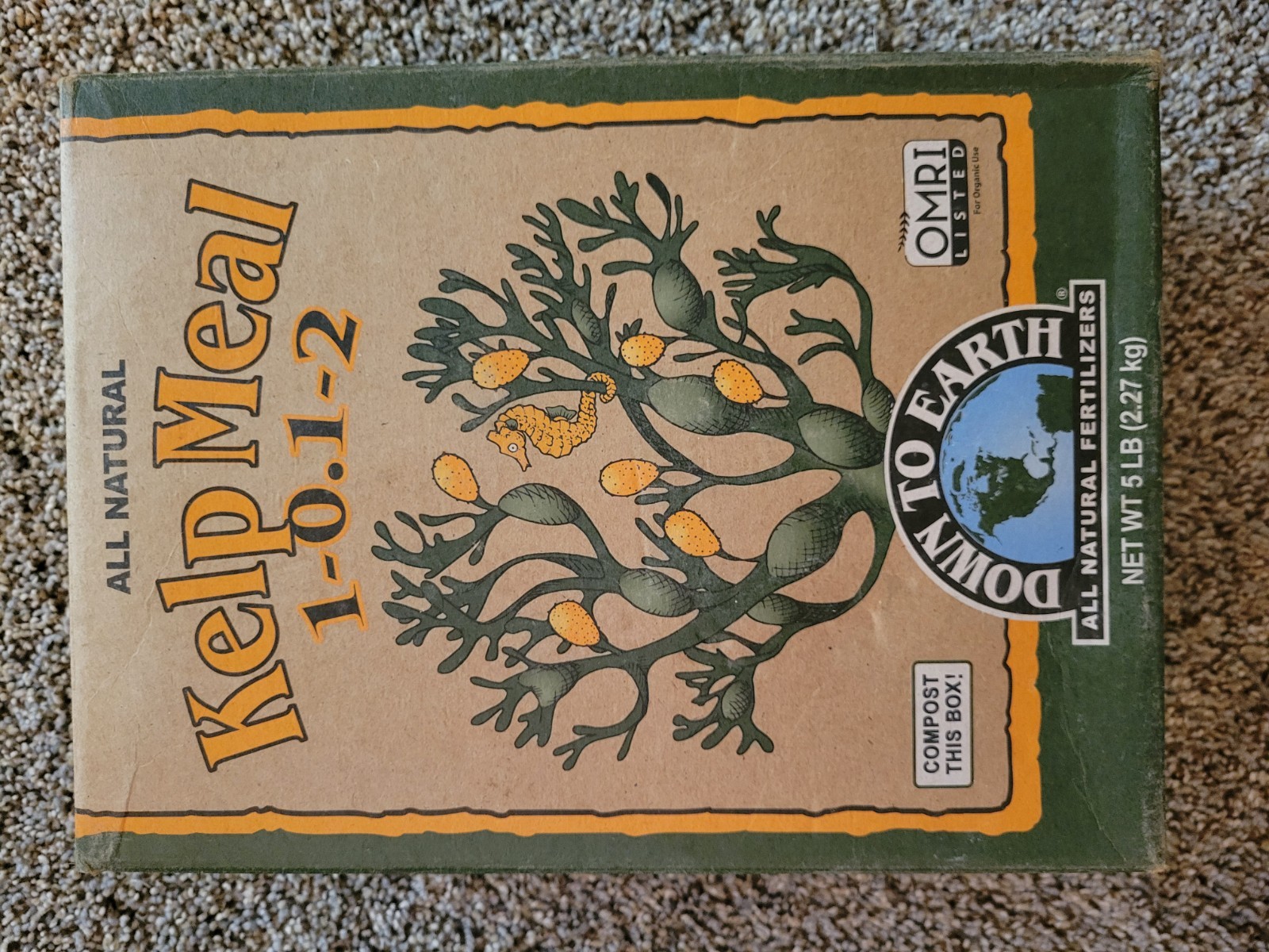 Down To Earth Kelp Meal Fertilizer OMRI Listed 1-0.1-2 for Veggies 5 lb