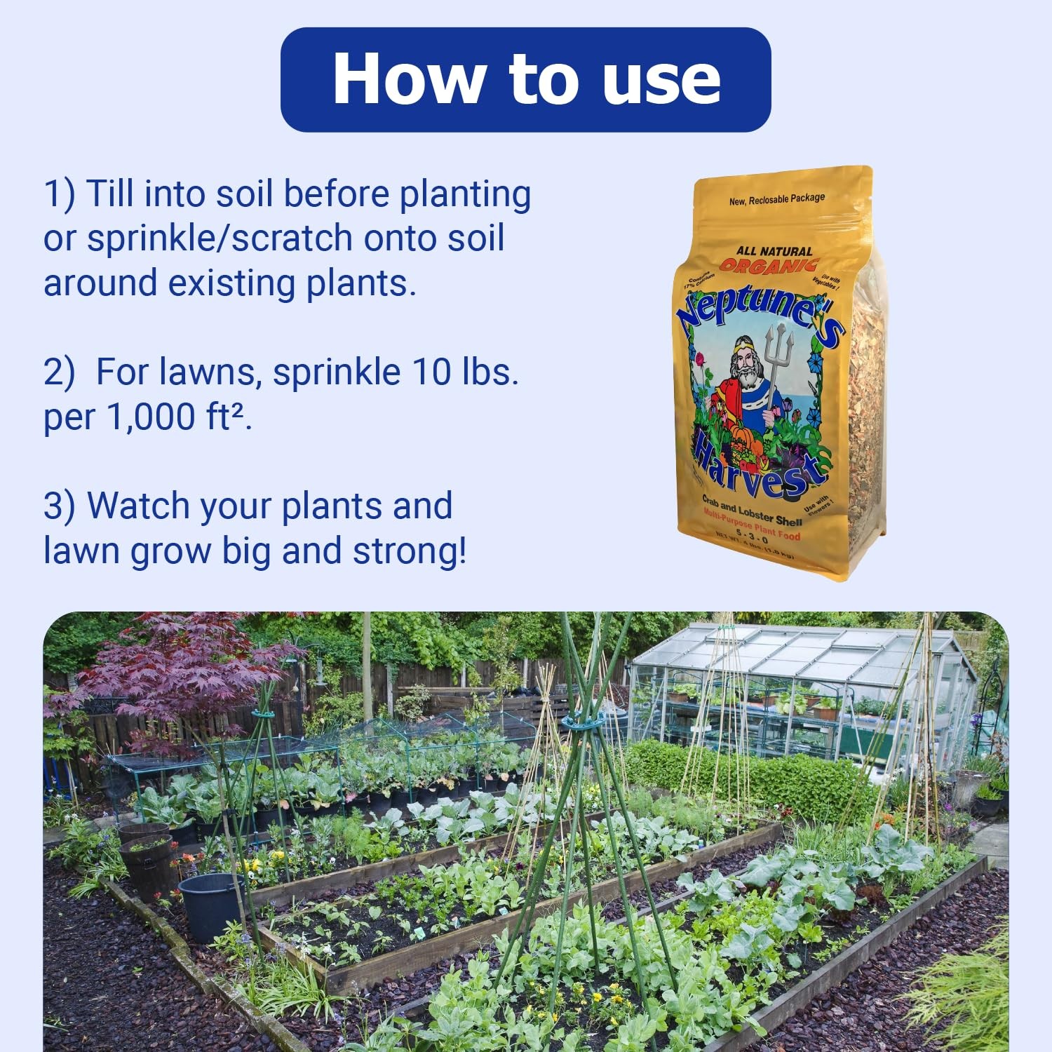 Neptune’s Harvest Organic Crab & Lobster Shell Multi-Purpose Plant Food (5-3-0)