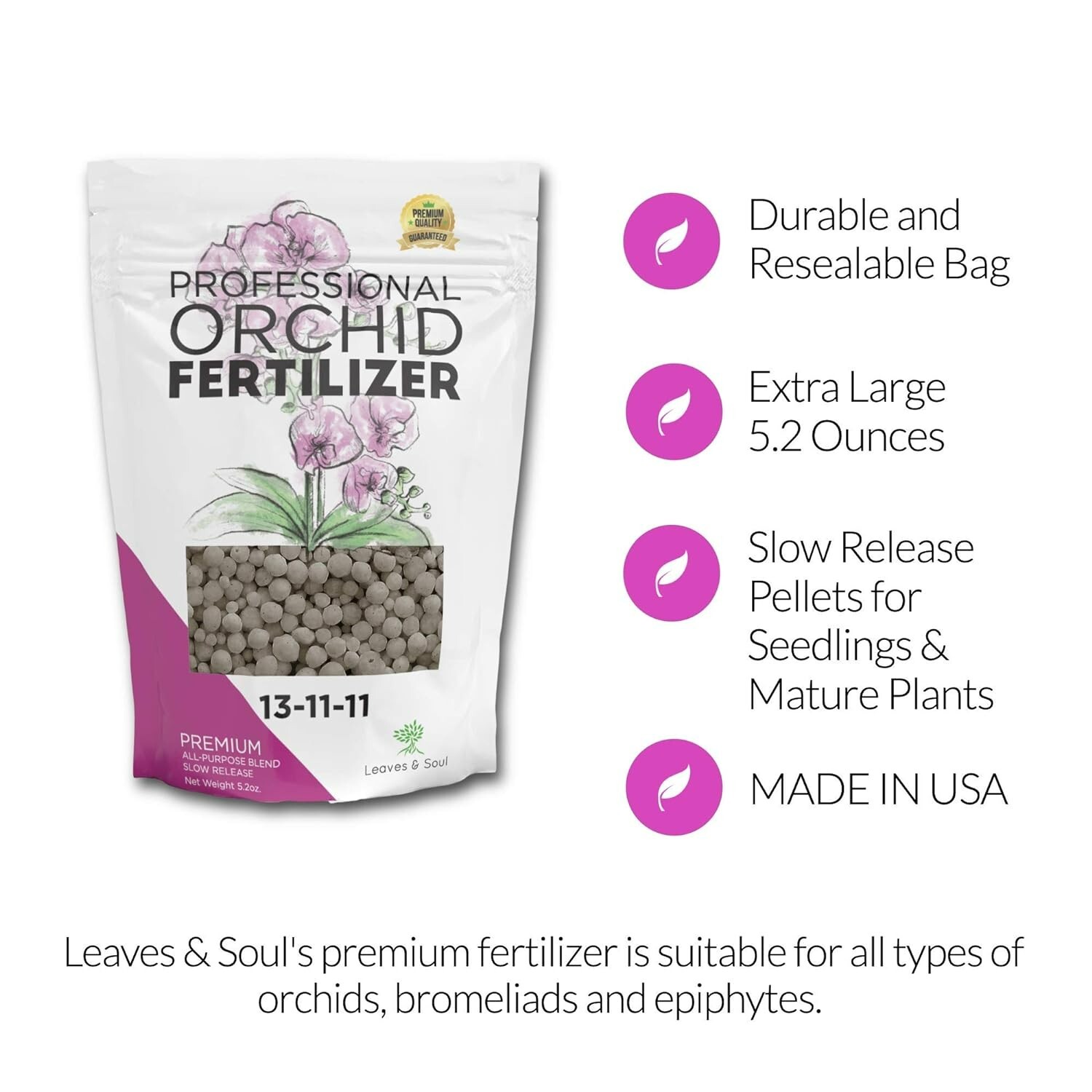 Long-Lasting 5.2 oz Resealable Bag: Orchid Fertilizer Pellets for All Varieties