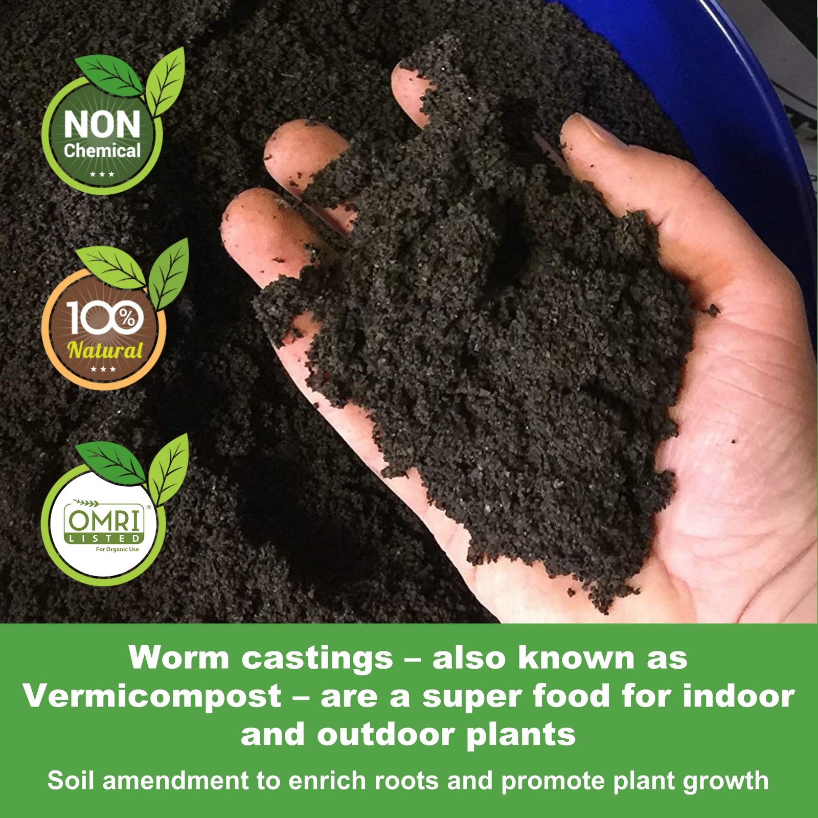 Organic Worm Castings 20 oz Natural Superfood for Healthy Plant Growth