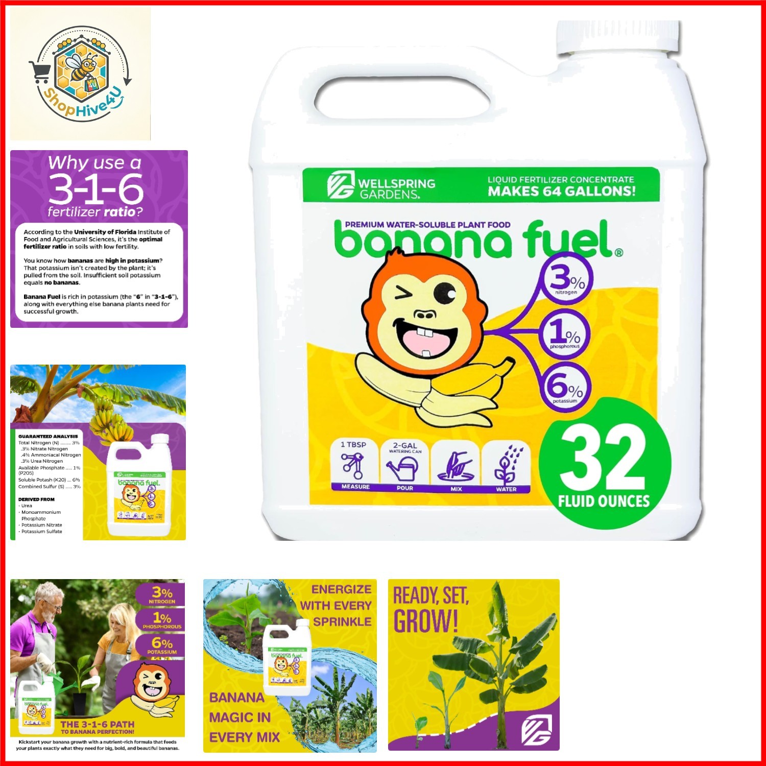 Banana Fuel Liquid Fertilizer by 32 fl oz | Formula for Banana Trees & Plants…