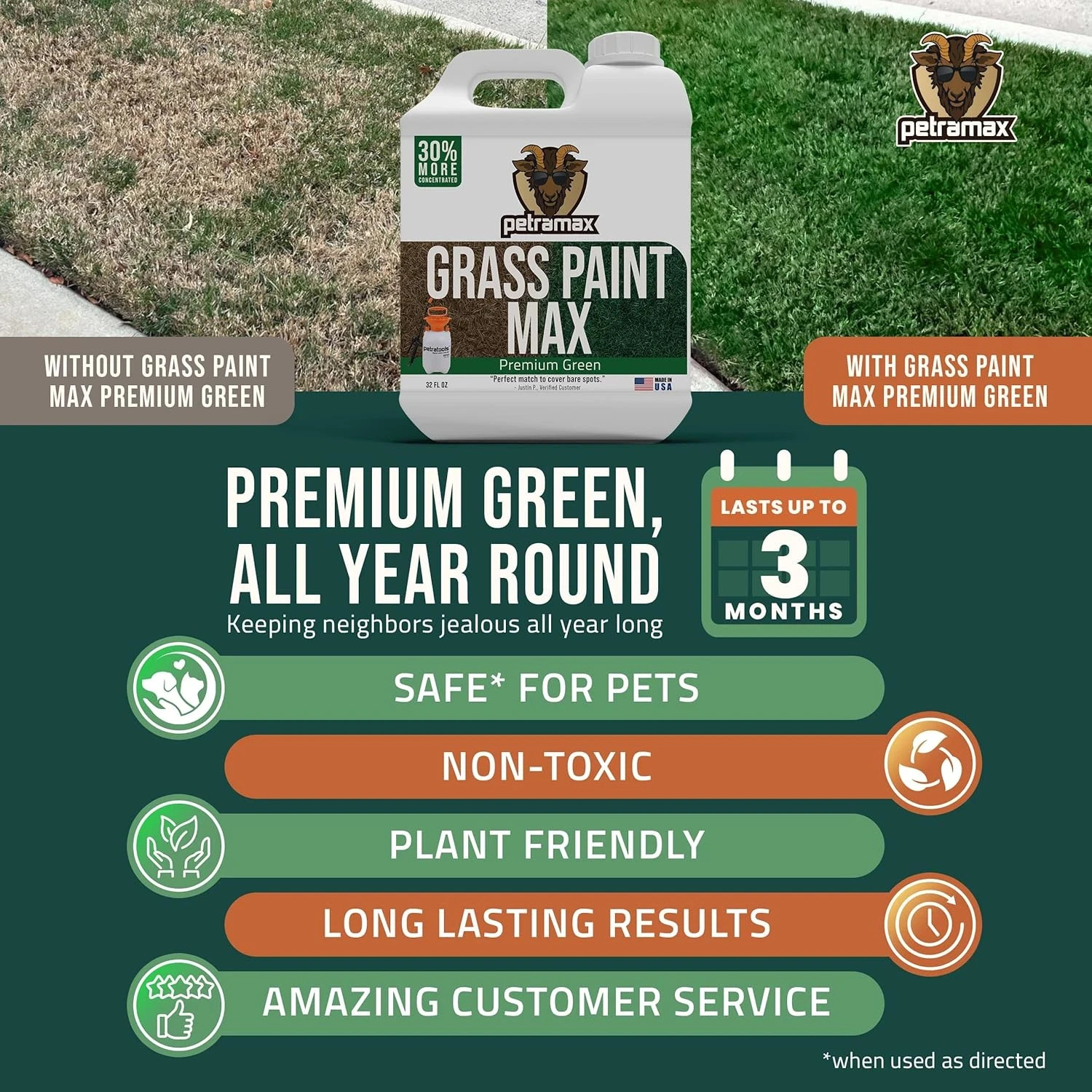 max Green Grass Paint for Lawn Dye – Maintain Turf or Green Grass, Spray Paint f