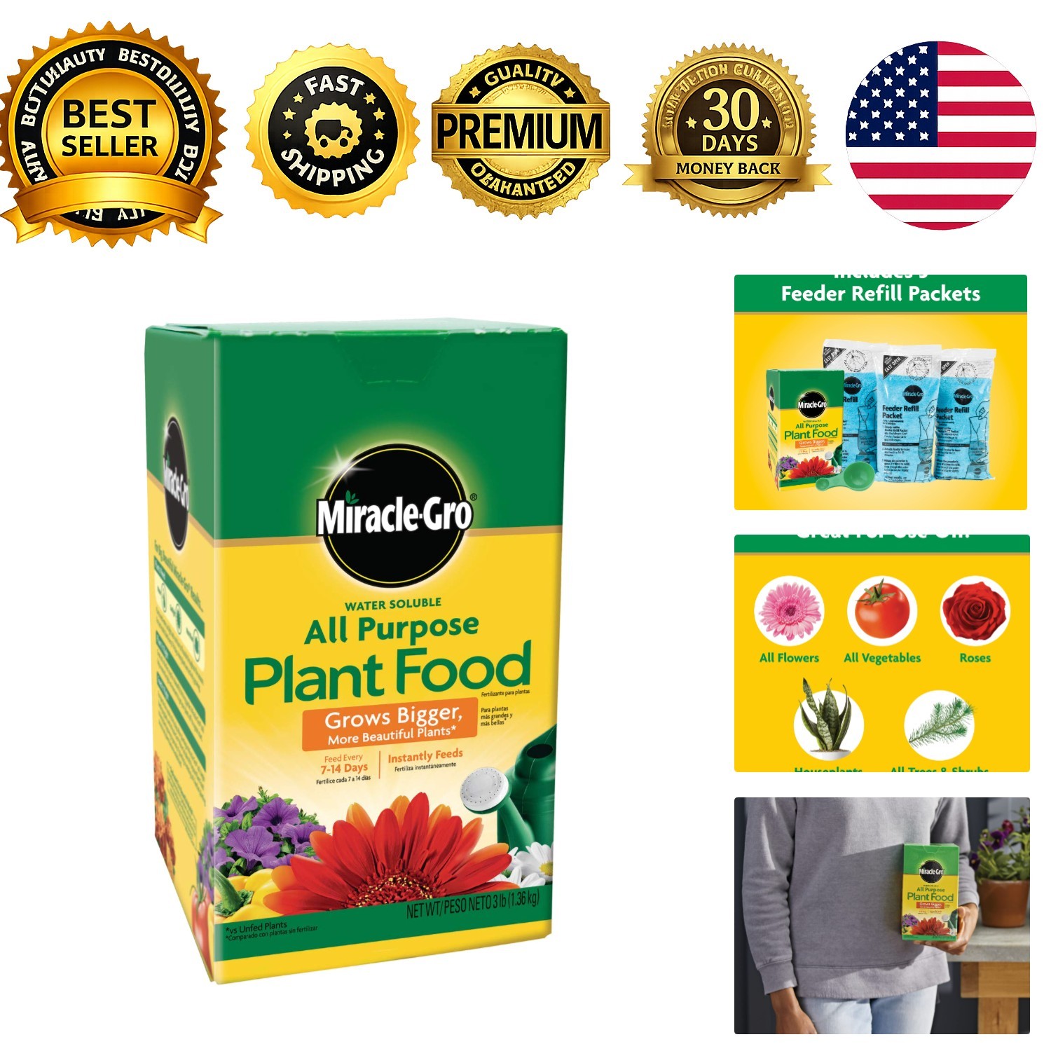 Water Soluble All Purpose Plant Food 3 lb Fertilizer for Indoor Outdoor Plants