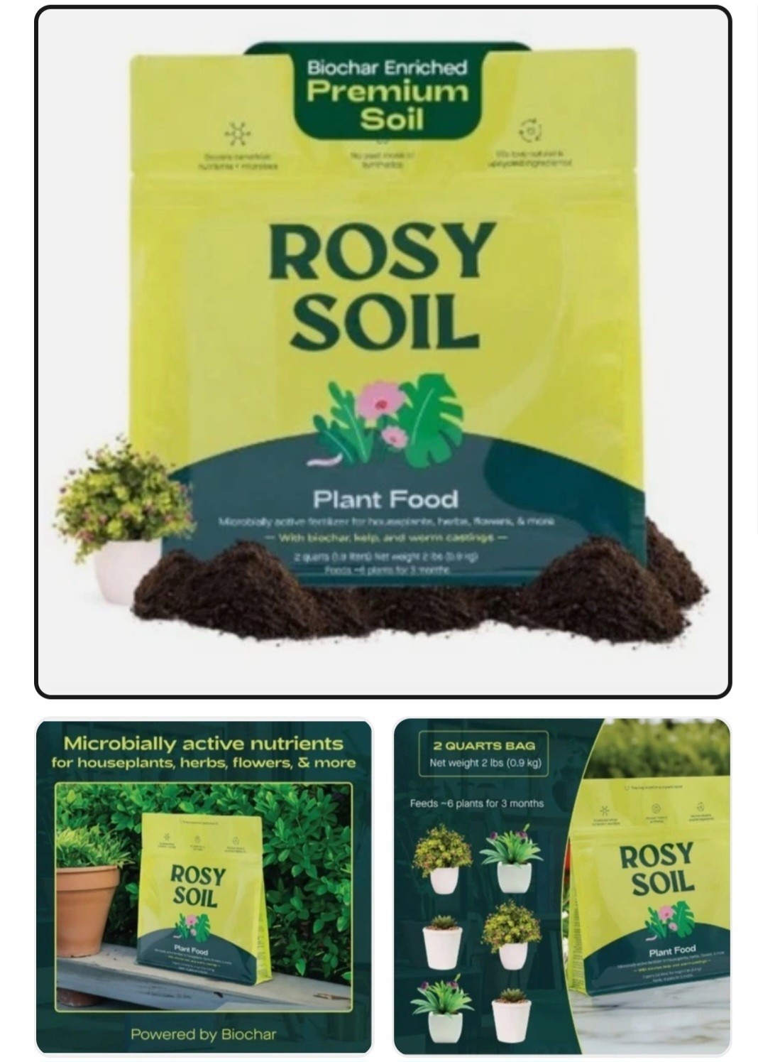 Rosy Soil Plant Food All-Purpose Organic Nutrient-Rich Fertilizer – 2qt [G2]