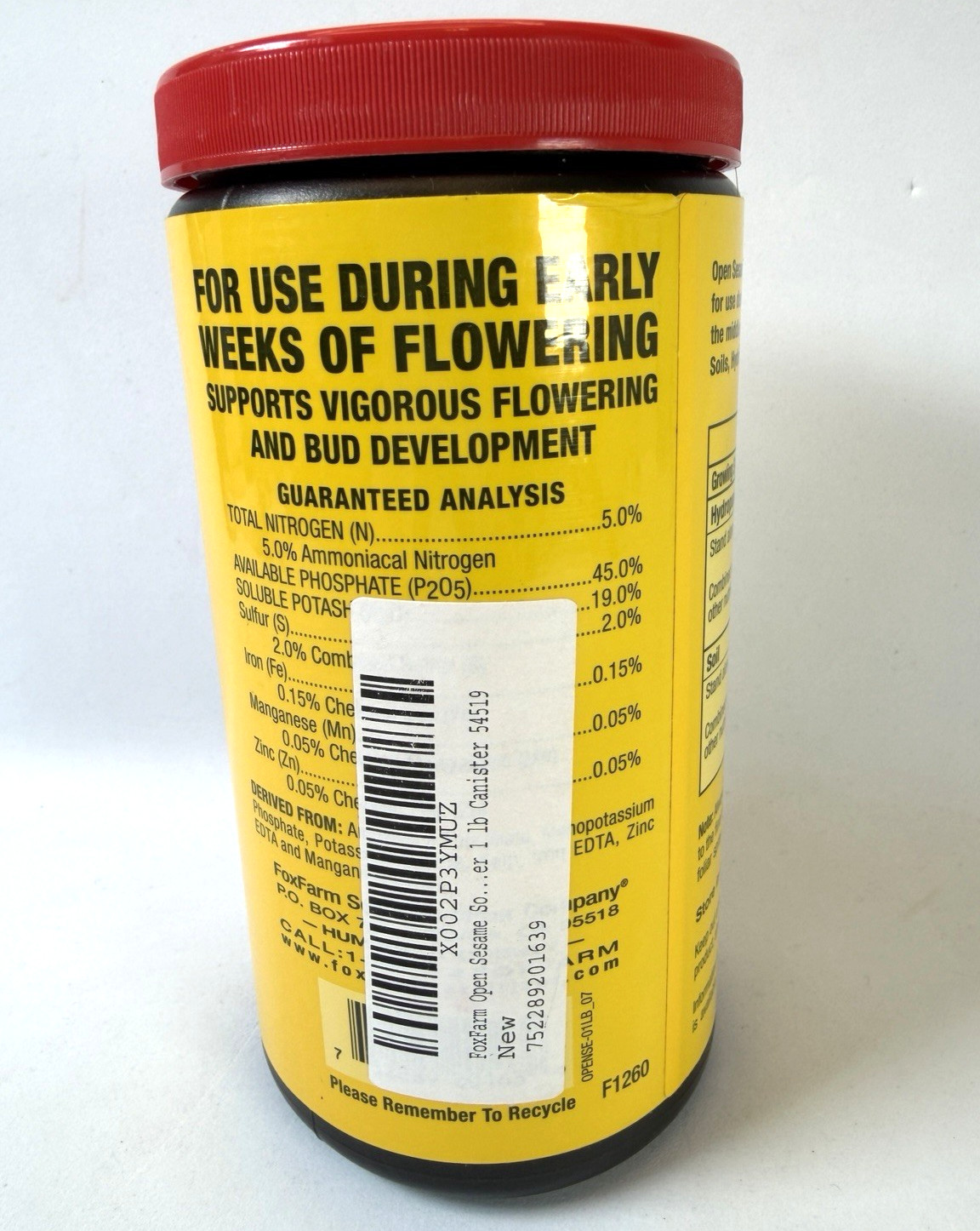 FoxFarm Open Sesame Soluble Fertilizer, 1 lb. Canister (5-45-19)