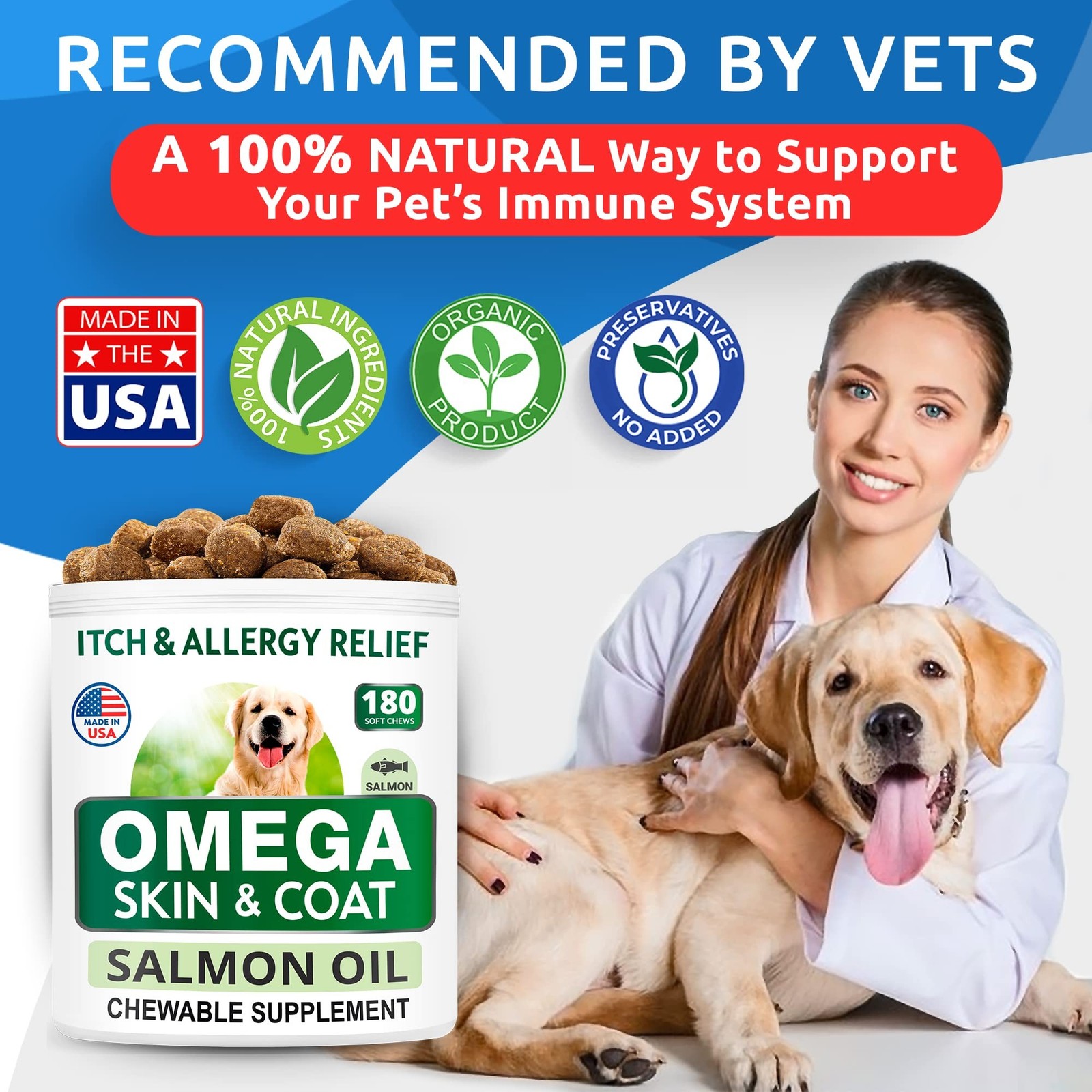 BARK&SPARK Omega 3 for Dogs and Cats-180 Fish Oil Treats for Dogs & Cats Shed…