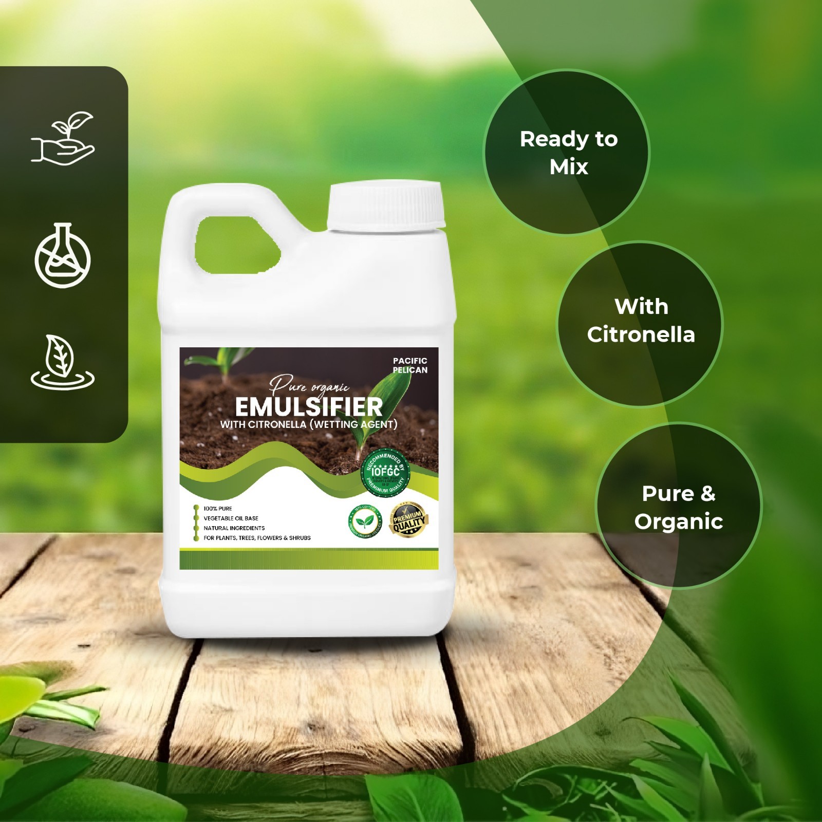 Pacific Pelican Pure Organic Emulsifier with Citronella, Pure Vegetable Oil Base