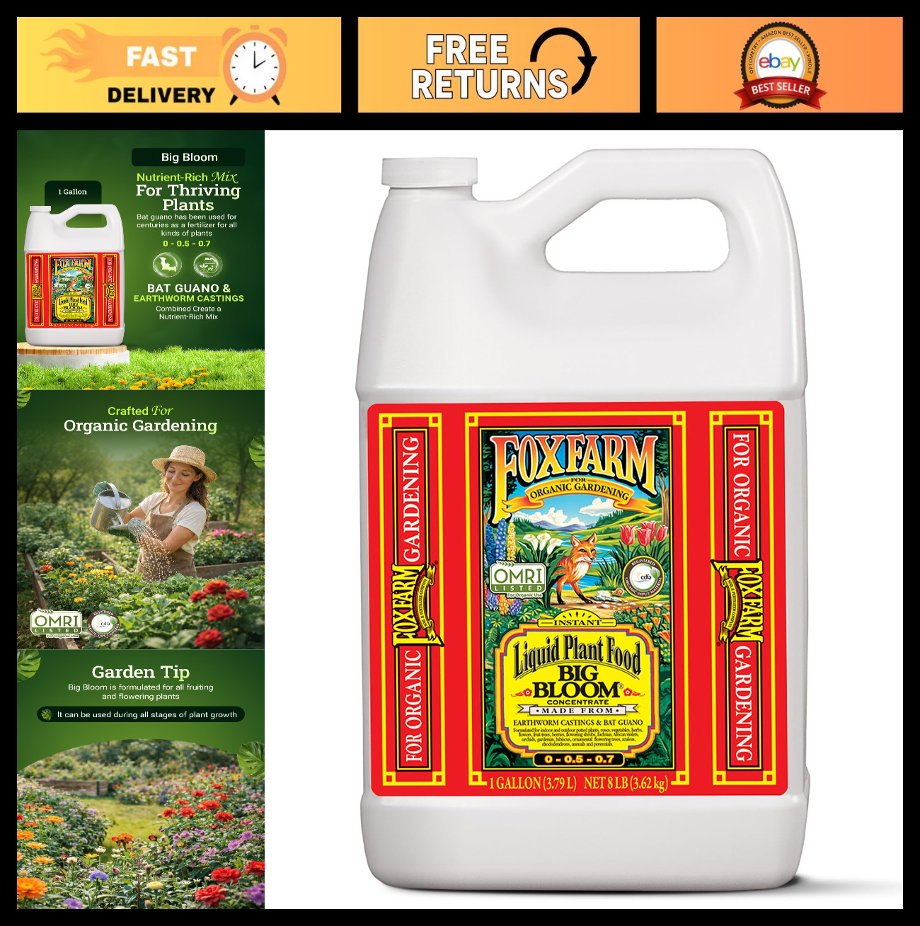 Organic Bloom Fertilizer for Flowering & Fruiting Plants – 1 Gallon Liquid Plant