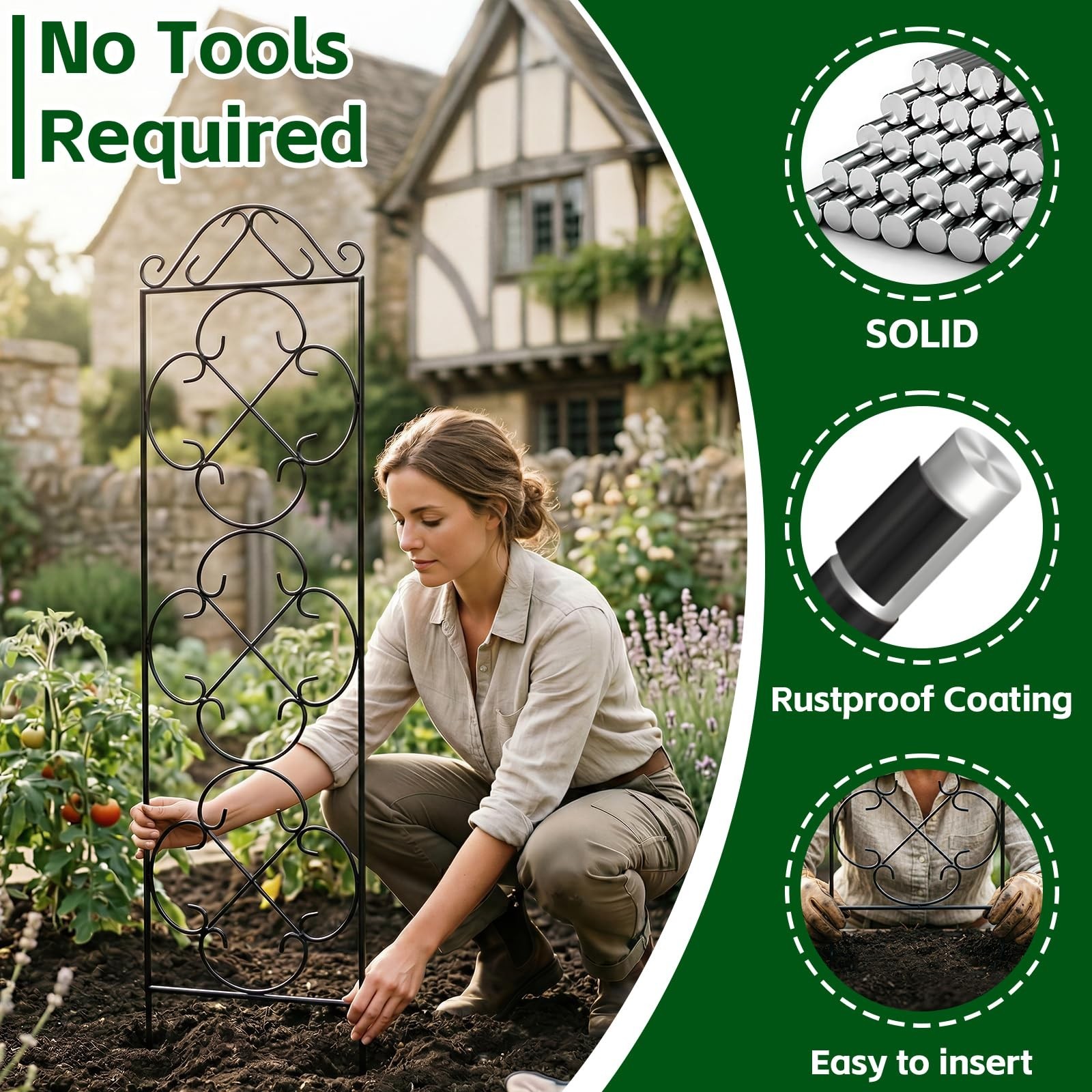 Garden Trellis 4 Pack 48” H x 12.5” W Metal Plant Climbing Trellis Suitable…