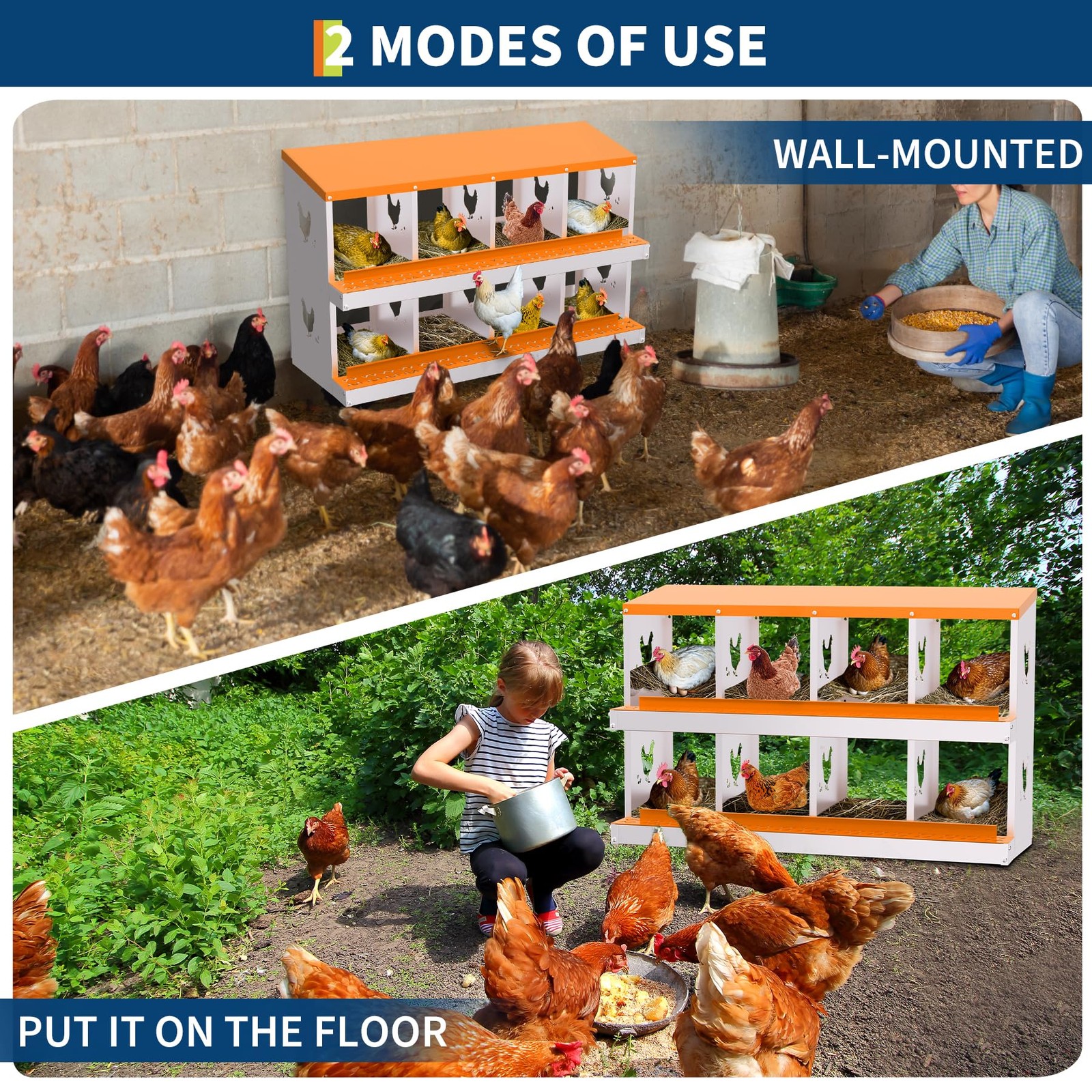Peakpursuit Chicken Nesting 8 Compartment Galvanized Steel Chicken Laying Boxes