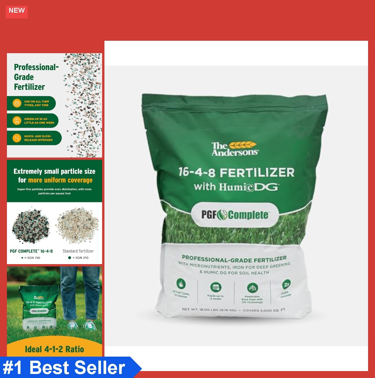 Lawn Fertilizer 16-4-8 5000 sq ft Slow Release Nitrogen Humic DG Iron