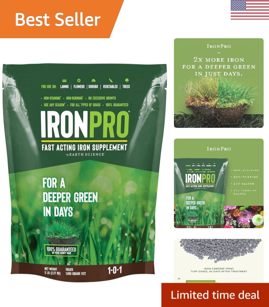 IronPro 5 lb Fast Acting Lawn Iron Supplement – Non-Staining, Eco-Friendly Fo…