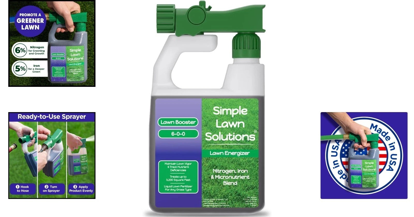 Commercial Grade Lawn Fertilizer Spray with Iron & Nitrogen – Covers 3200 Sq Ft