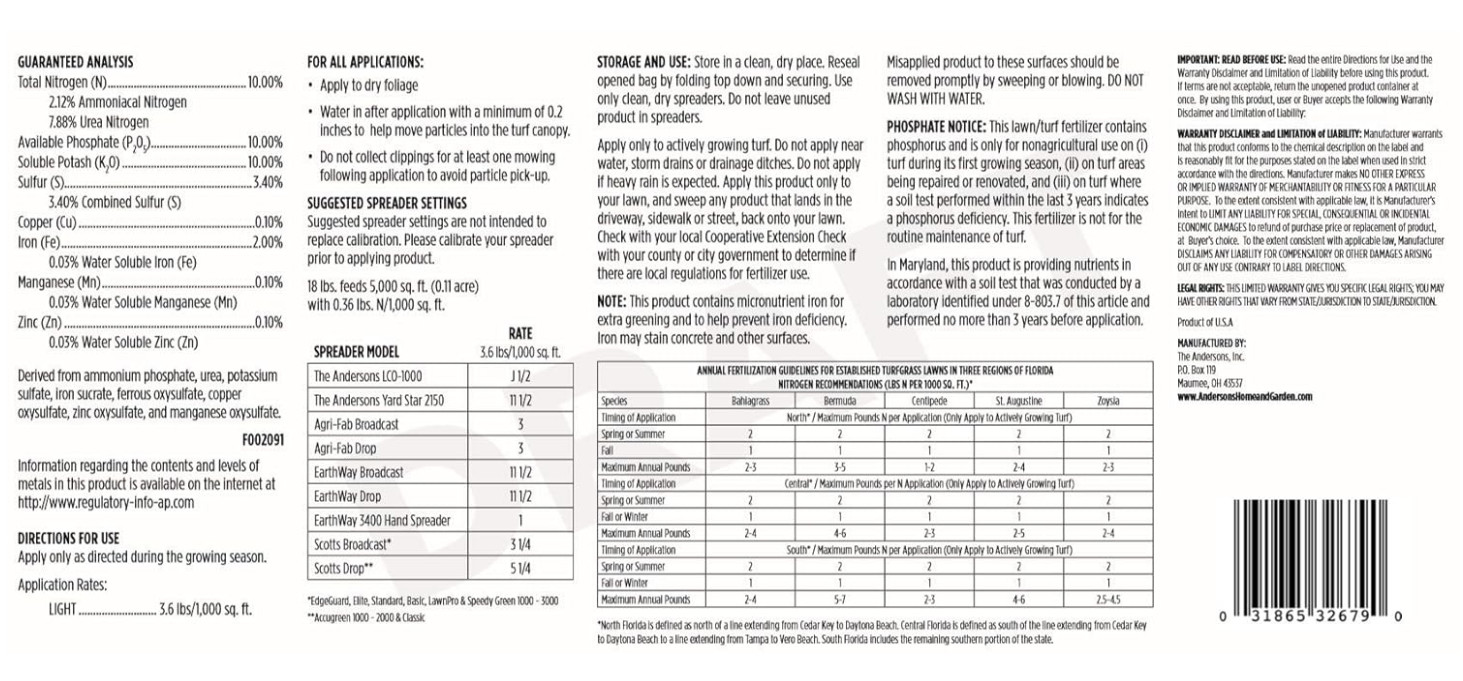 The Andersons PGF 10-10-10 Fertilizer with Micronutrients & 2% Iron, 5,000 sq ft